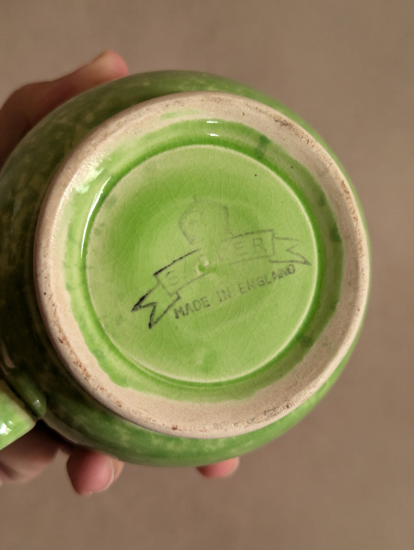 Sadler Lime Green Spongeware Ceramic Creamer