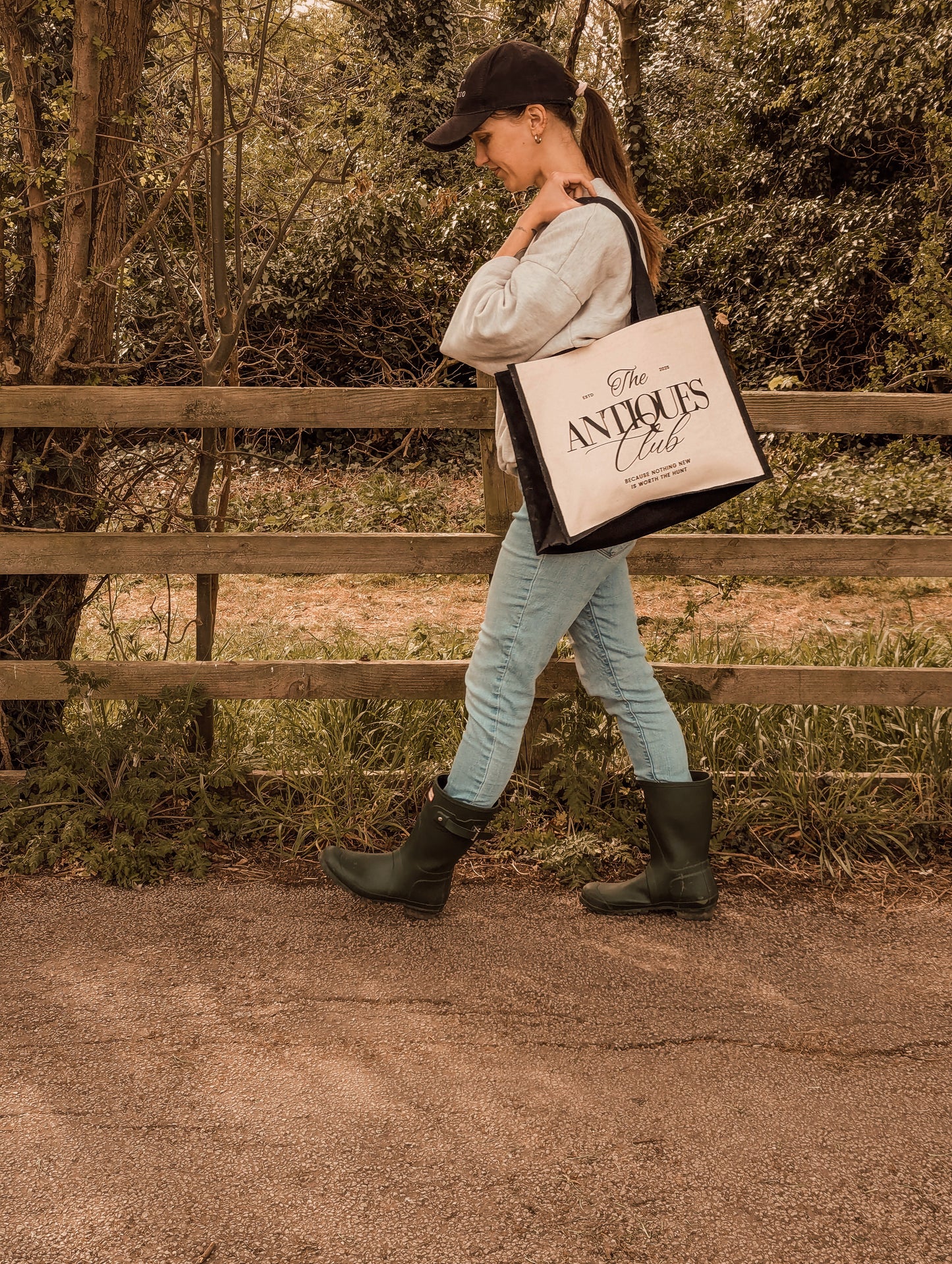 The Antiques Club Jute & Canvas Tote Bag because nothing new is worth the hunt