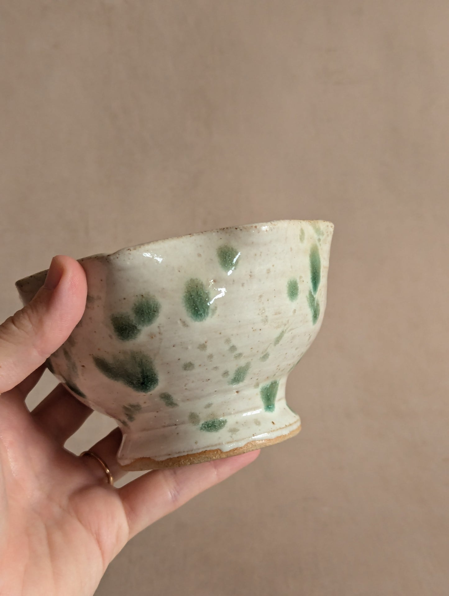 Splatter Paint Scalloped Studio Pottery Bowl