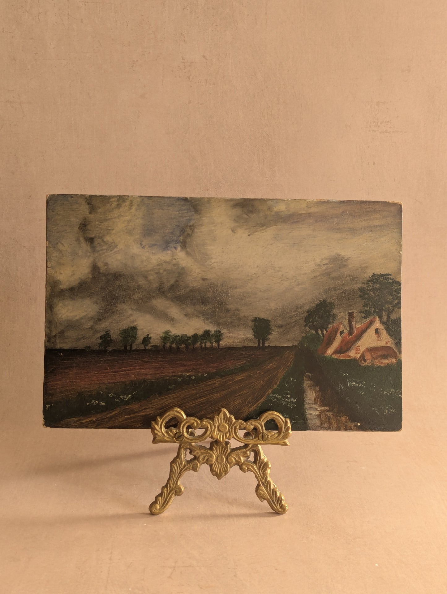 Antique Set of Oil On Board Paintings w/Artist's Photo, c. 1915