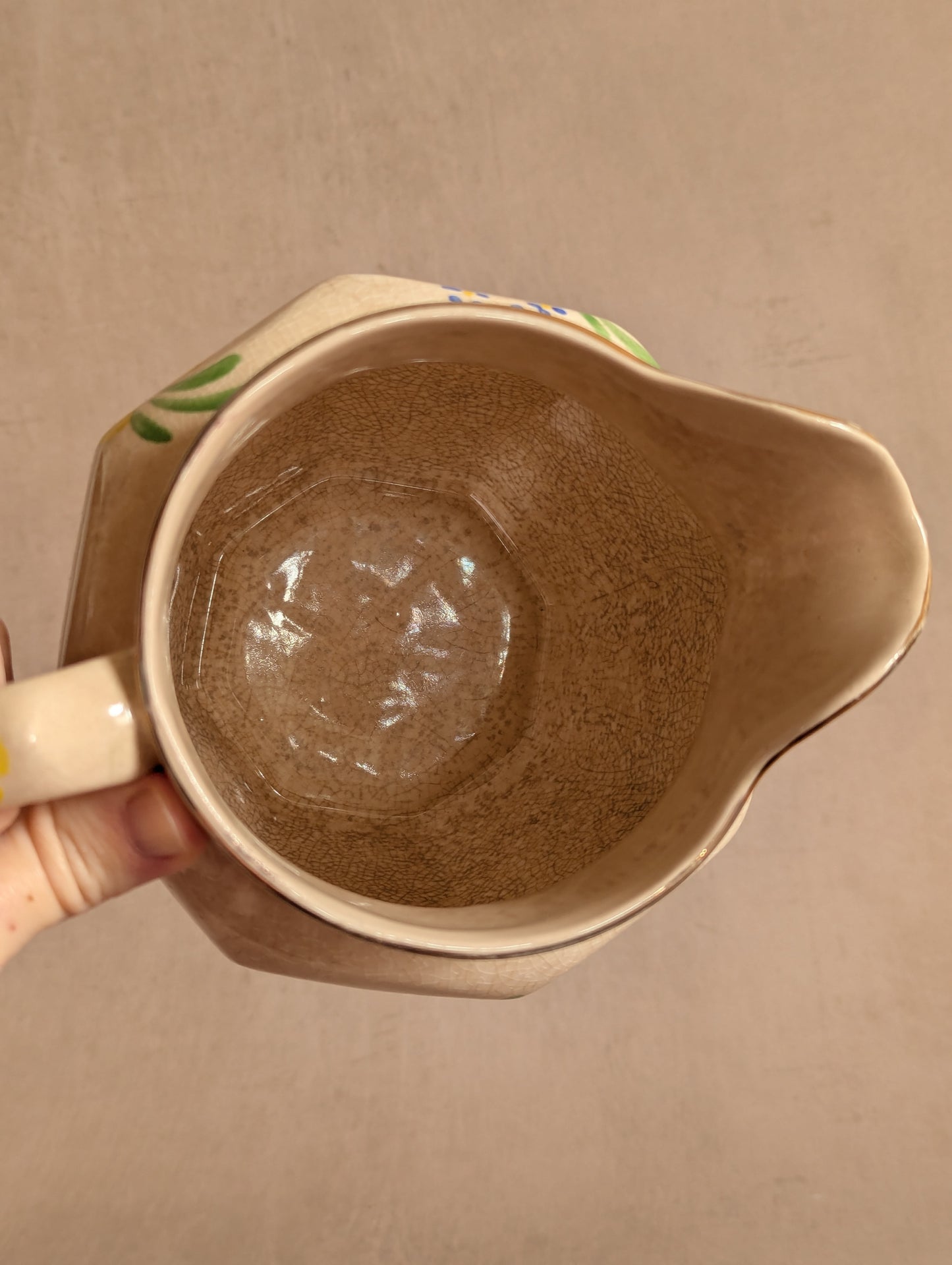 Floral Hand-Painted Octagonal Jug, Price Bros.
