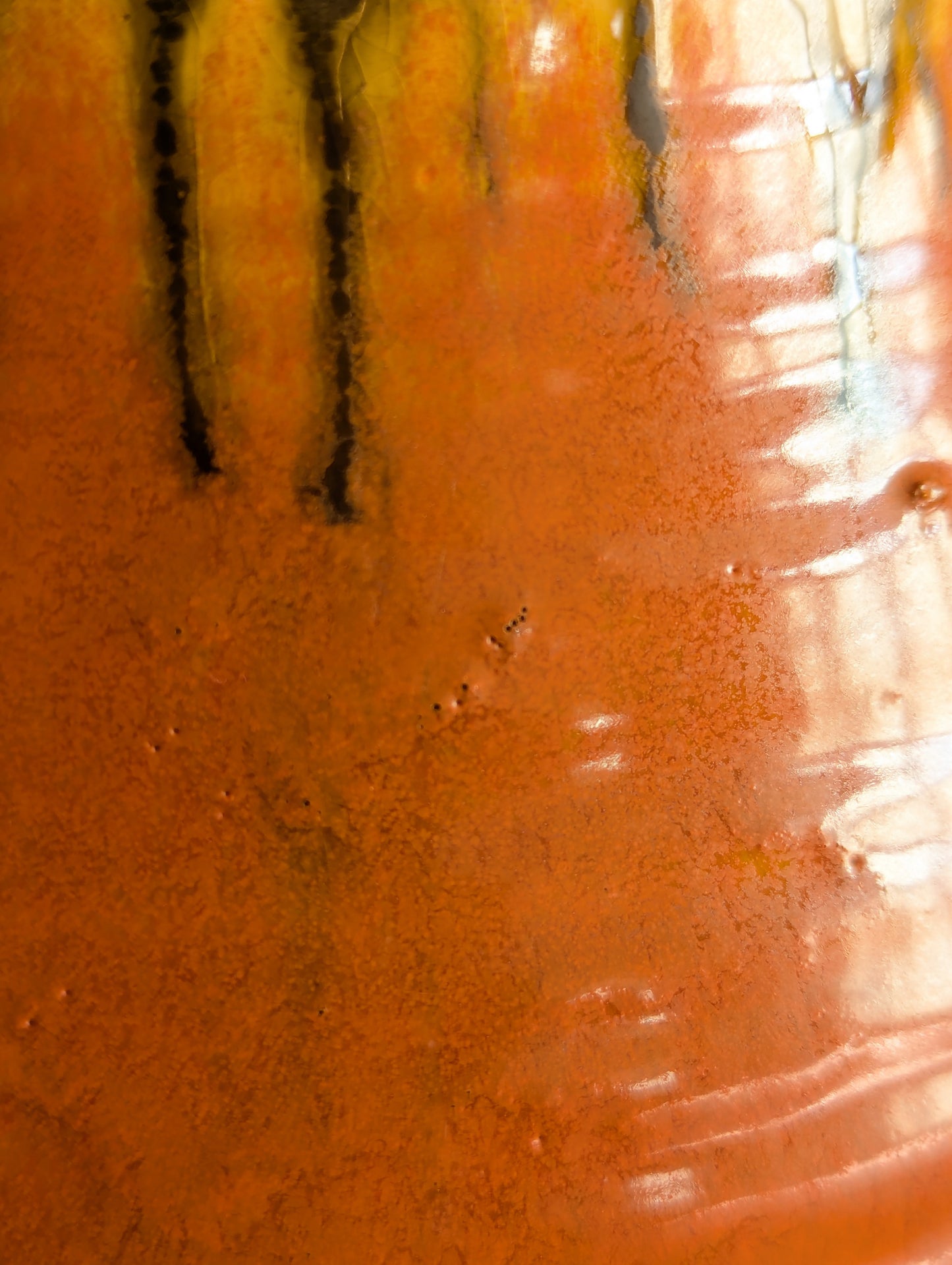 Crown Ducal Large Orange & Black Drip Glaze Jug
