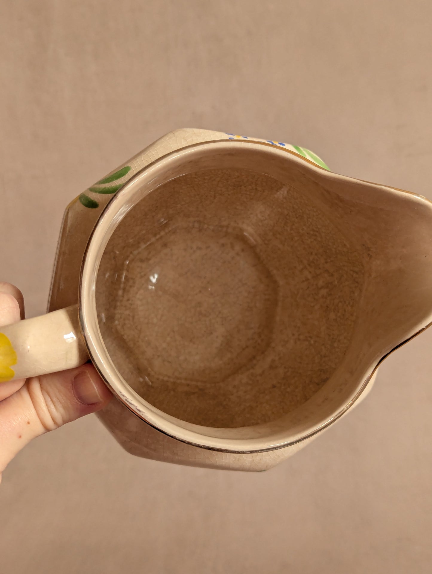 Floral Hand-Painted Octagonal Jug, Price Bros.