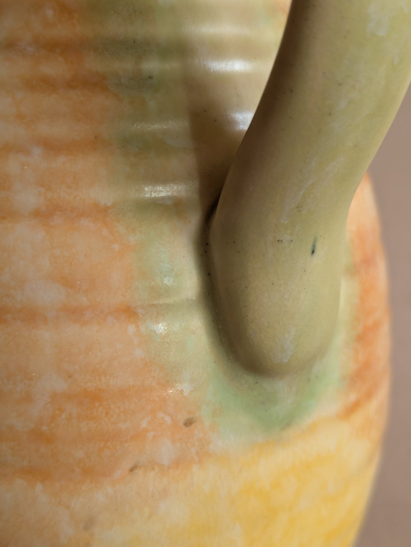 Pastel Orange & Green Pinched Spout Beswick Jug