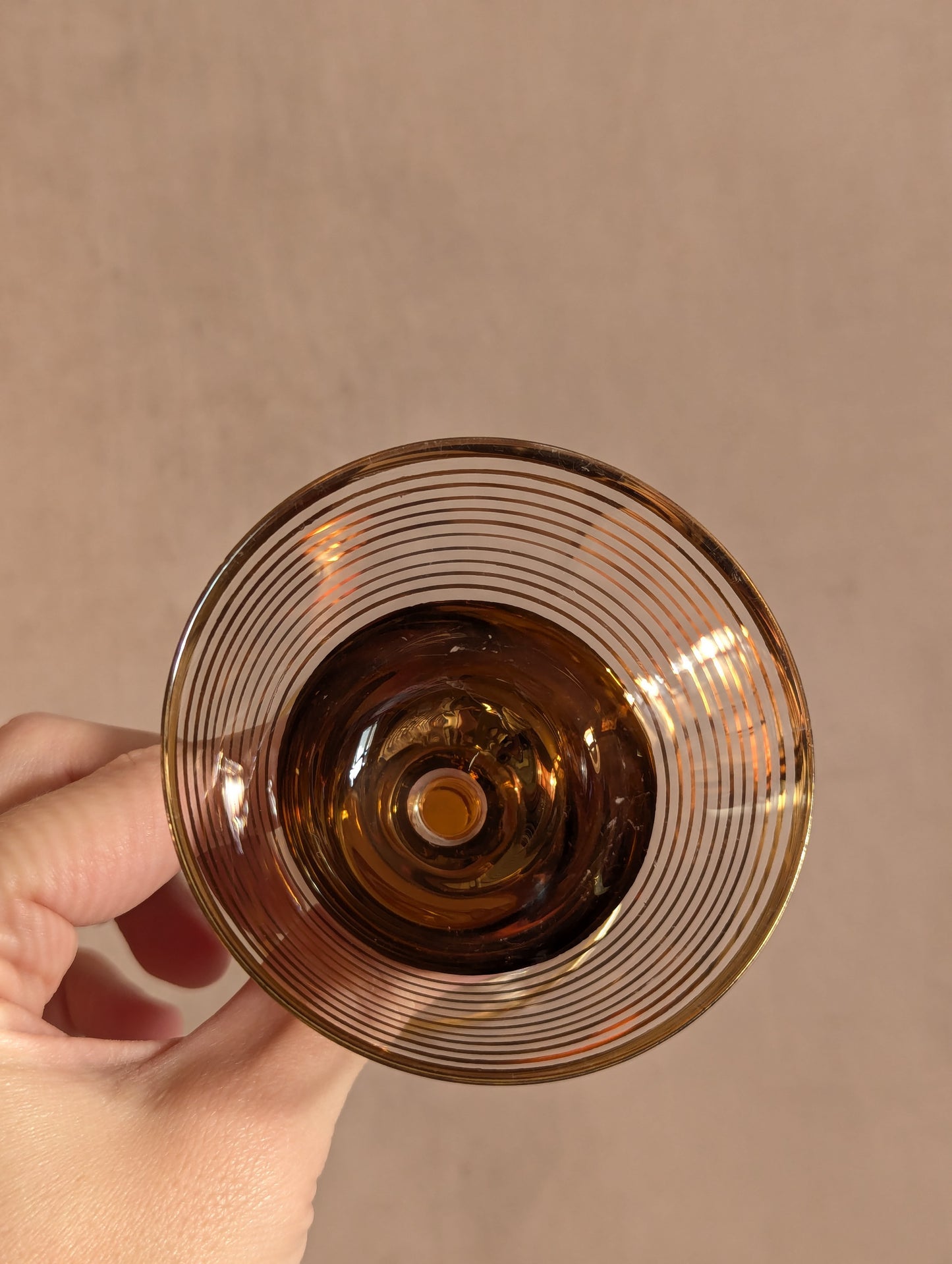 Mid-Century Golden Striped Mini Martini Glasses - Set of Two