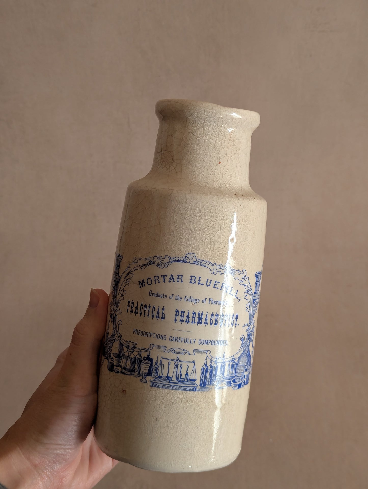 Mortar Bluepill Apothecary Pharmacy Jar