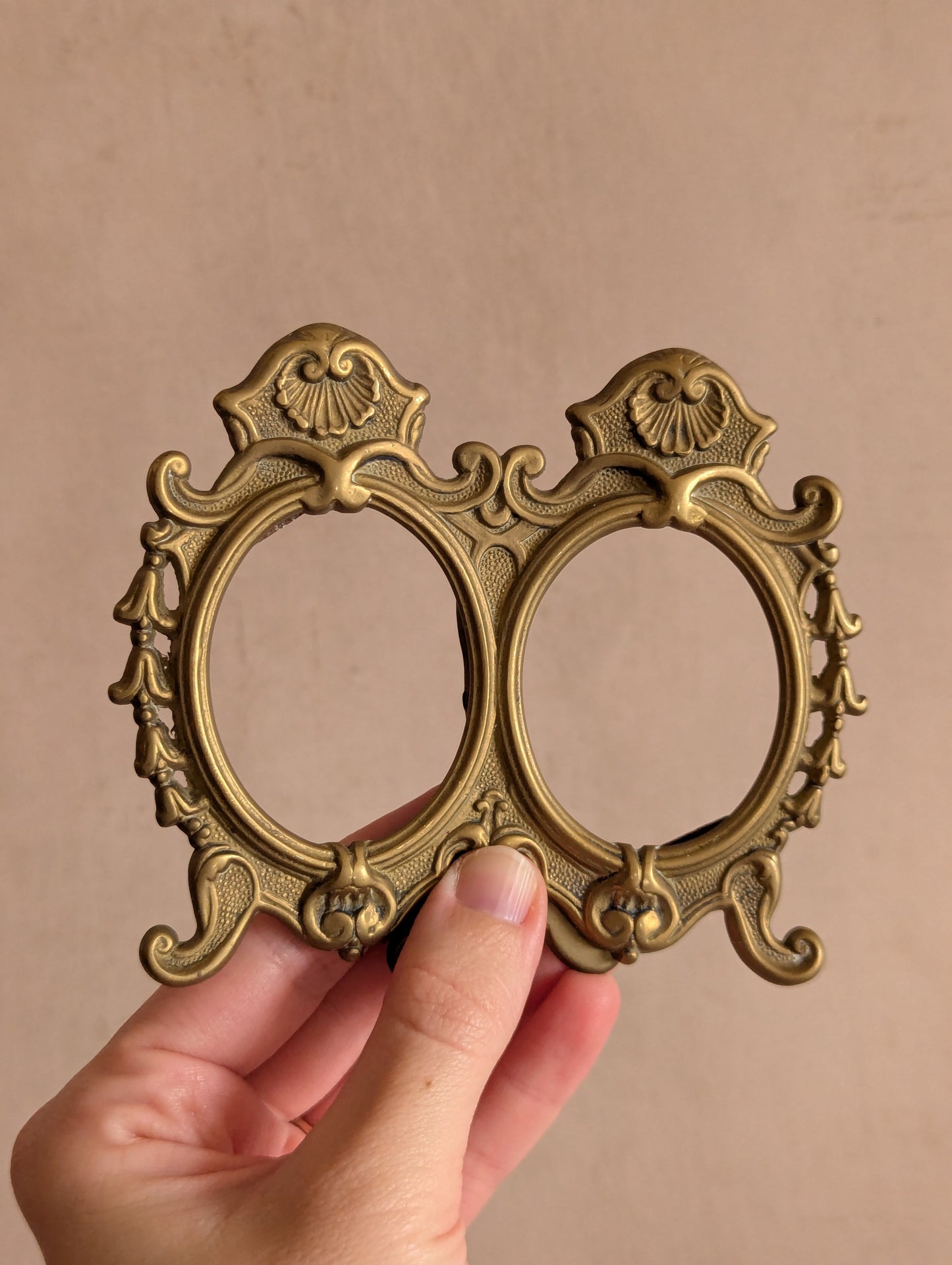 Solid Brass Double Oval Picture Frame