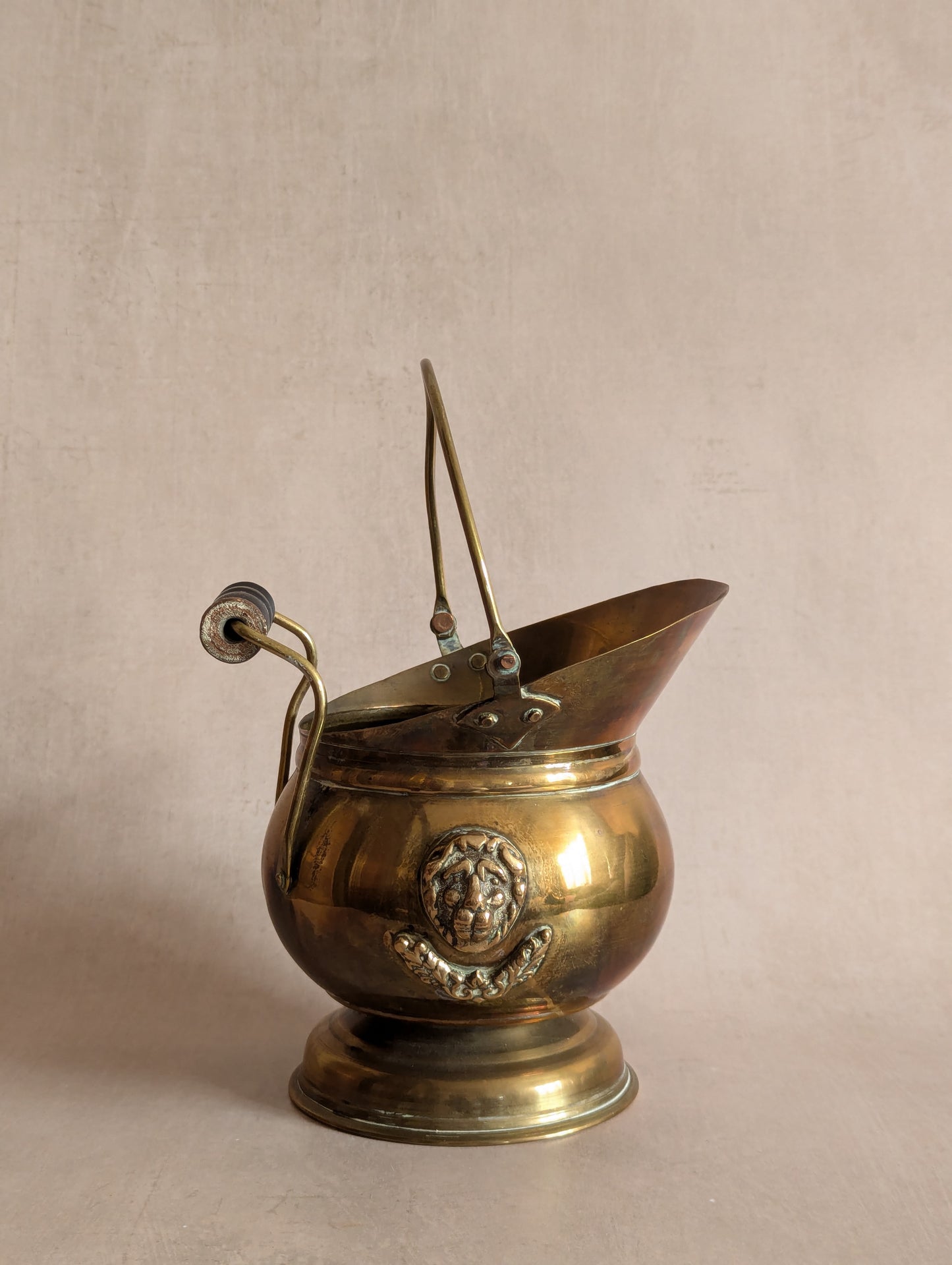 Lion Brass Coal Scuttle Planter Pot