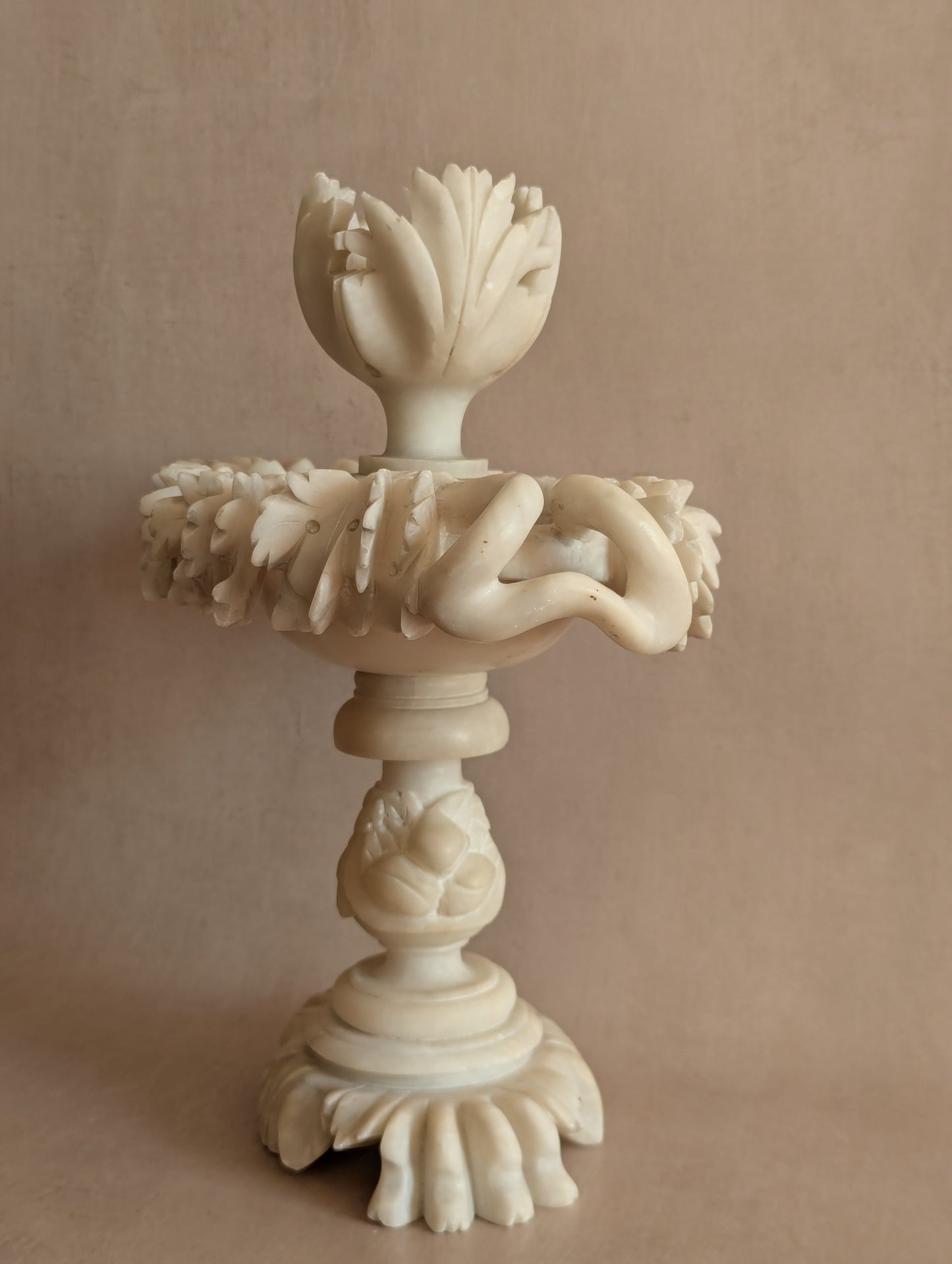 Italian 19th Century Alabaster Tazza Centerpiece