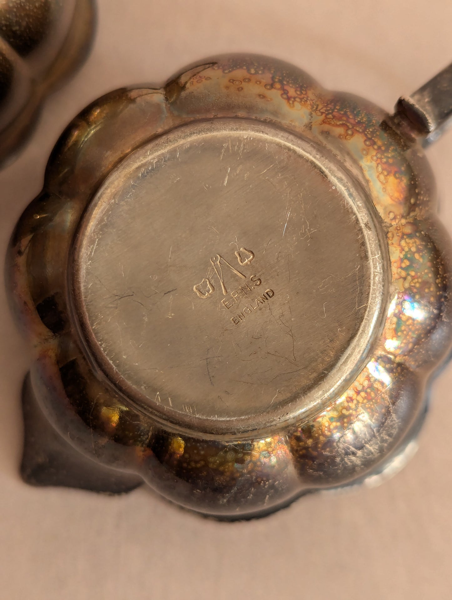 Dark Tarnished Silver Plated Scallop Sugar & Creamer Set