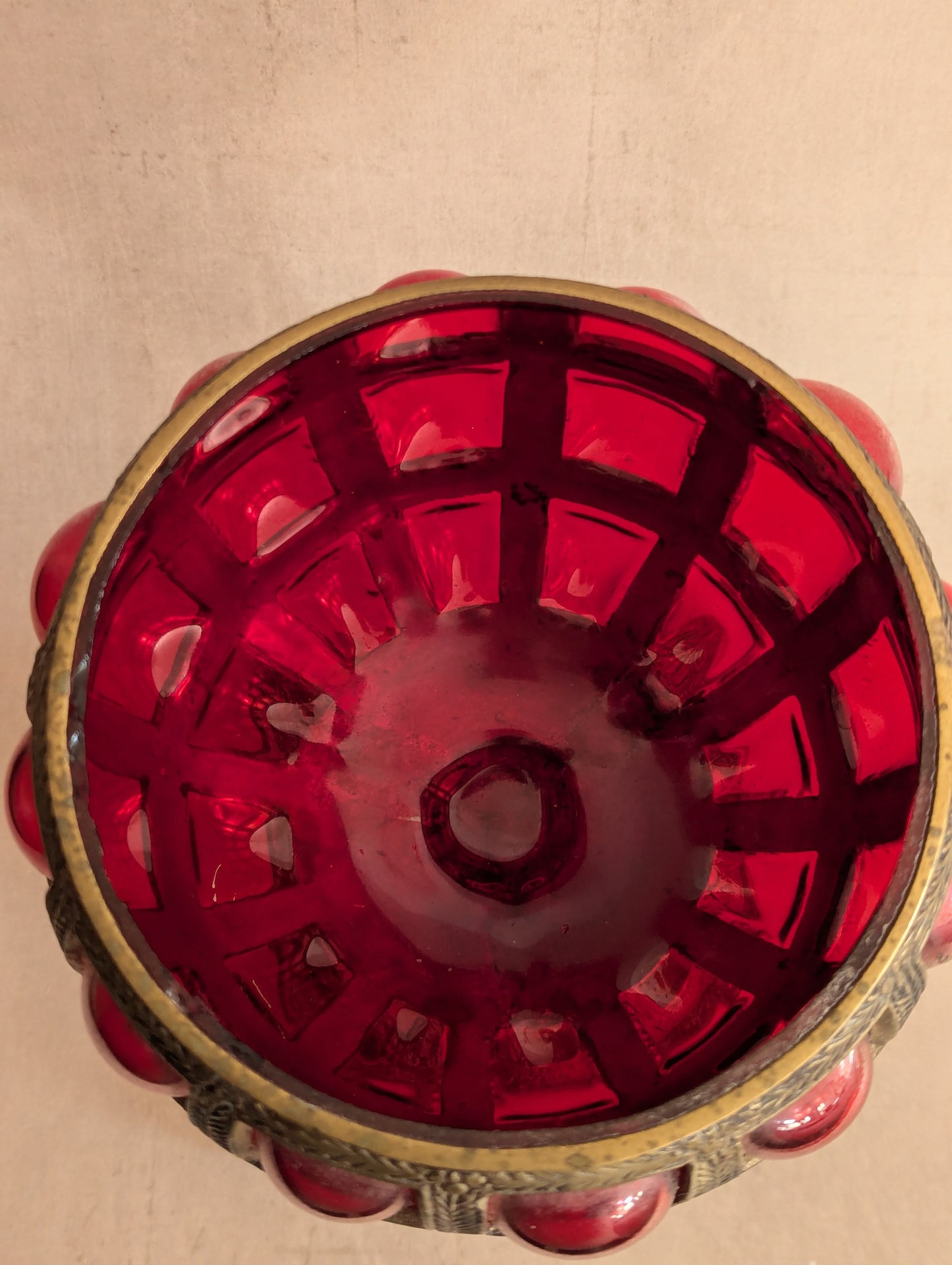 Ruby & Brass Caged Bubble Glass Globe Jar