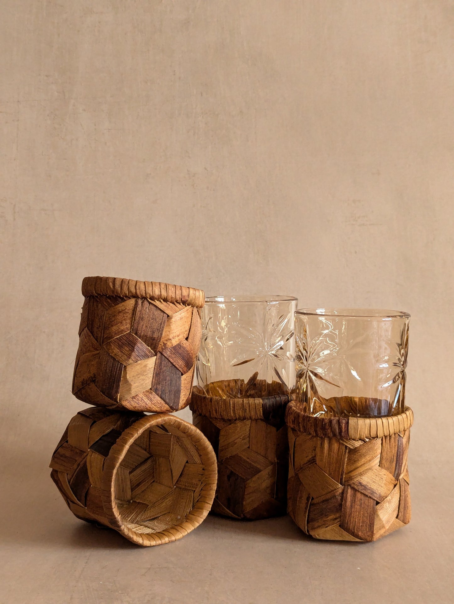 Grass Leaf Plaited Drink Sleeves - Set of Four