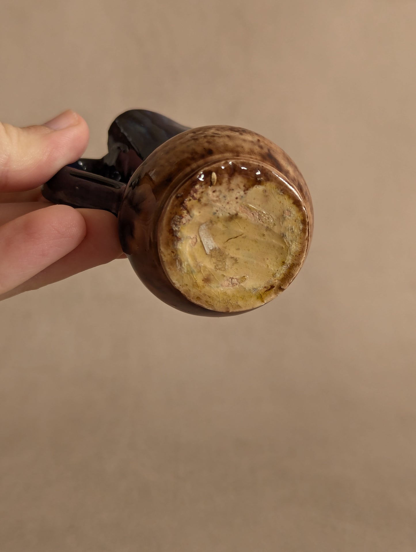 Miniature Ceramic Blue & Brown Studio Pottery Jug, Vintage