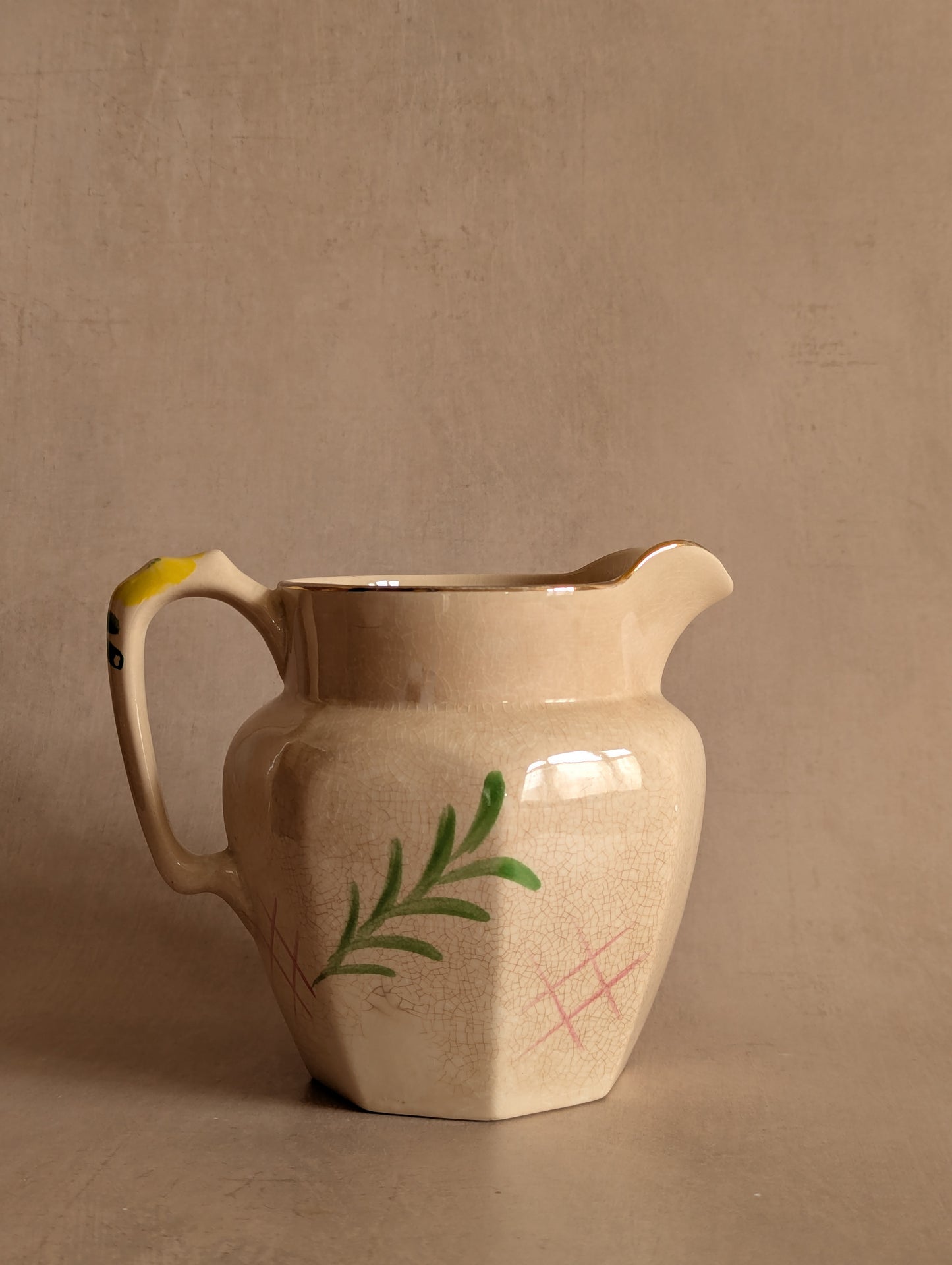 Floral Hand-Painted Octagonal Jug, Price Bros.