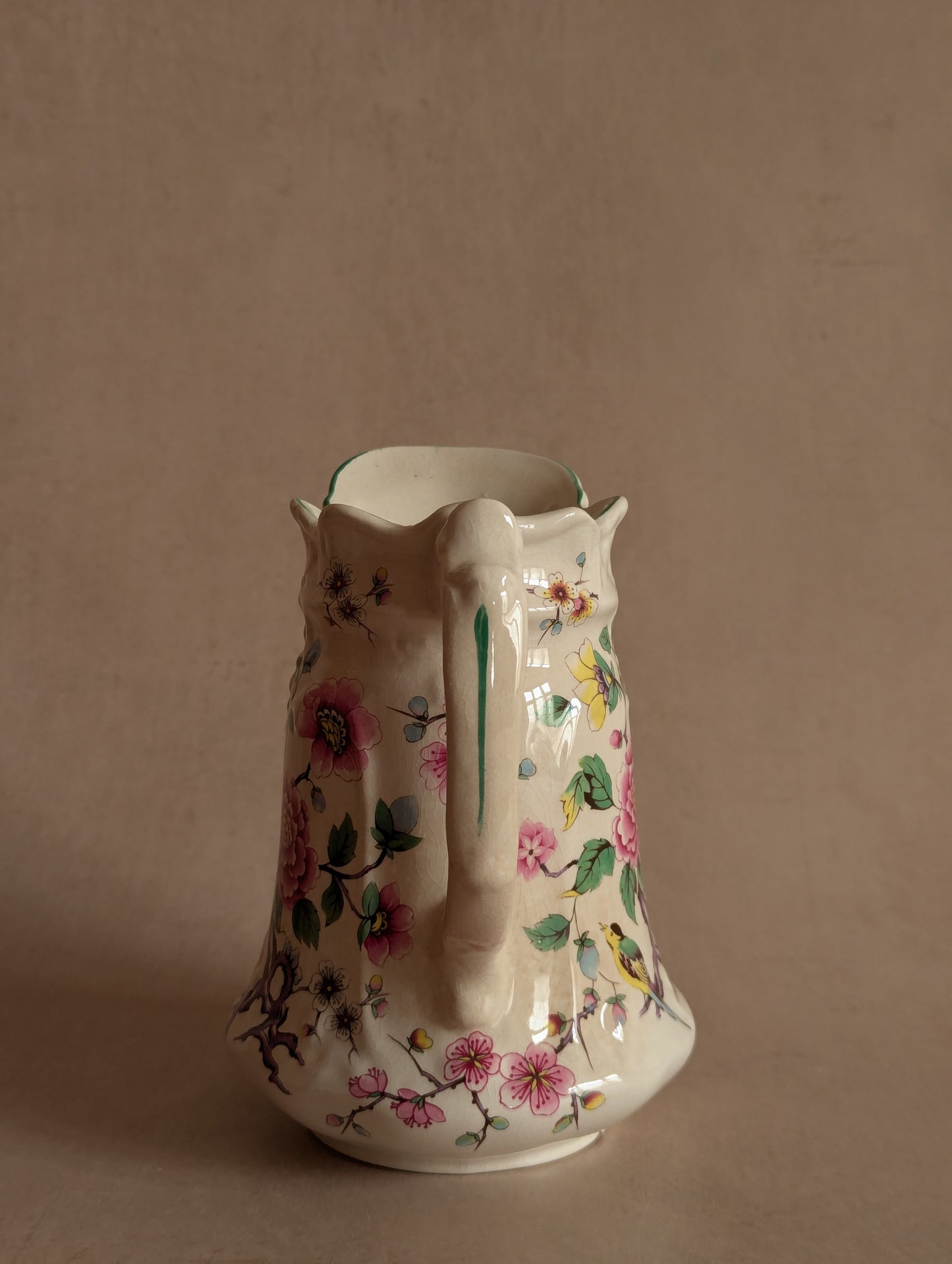 Chinese Rose Ceramic Pitcher, James Kent Old Foley