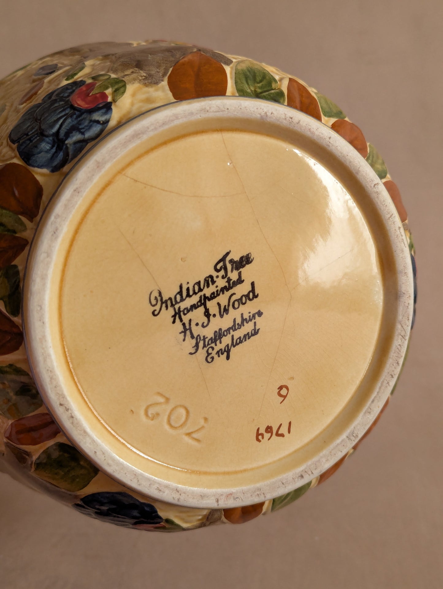 Hand-Painted "Indian Tree" Ceramic Planter Pot