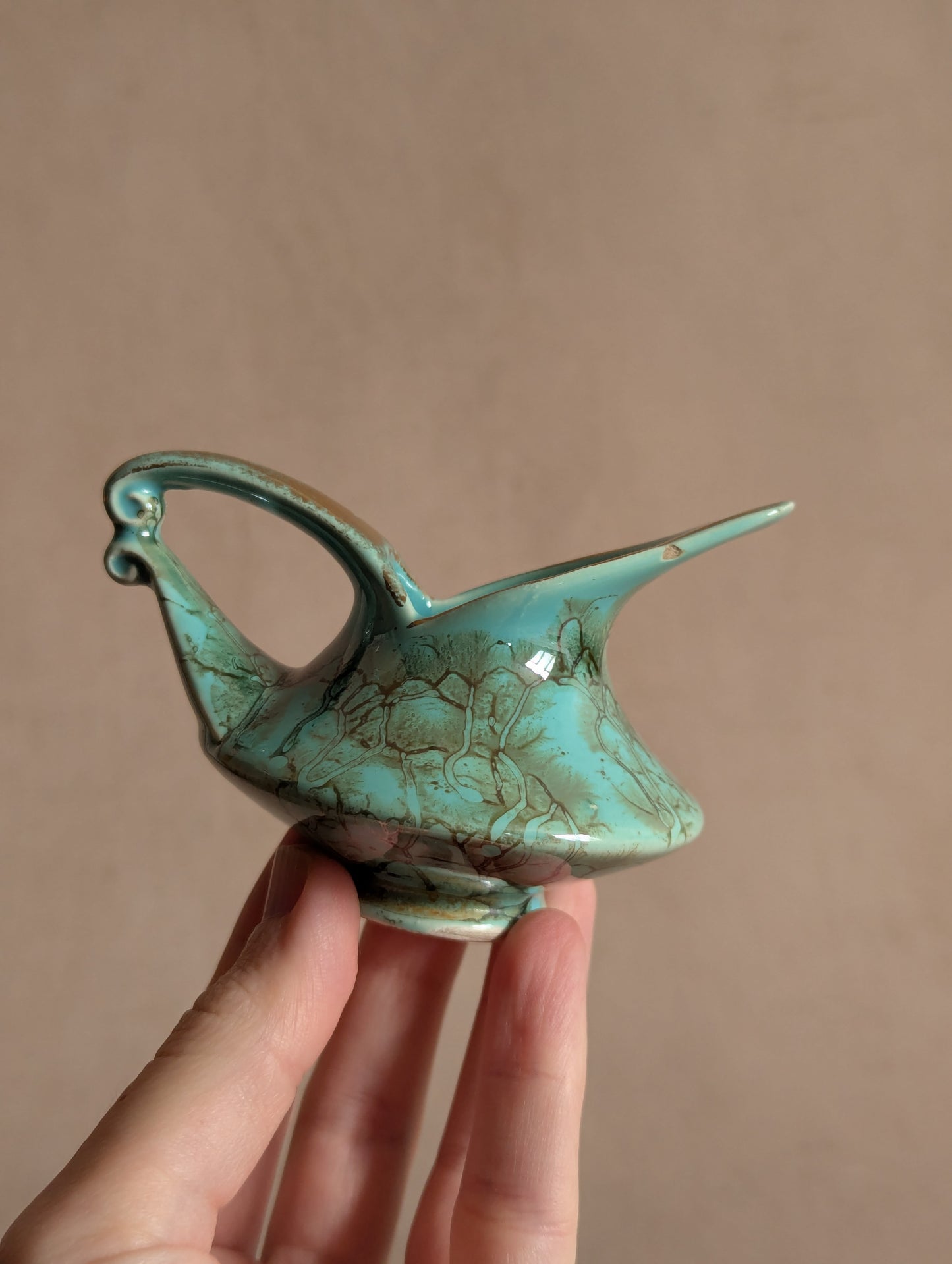 Dutch Turquoise & Gilt Miniature Genie Matchstick Holder