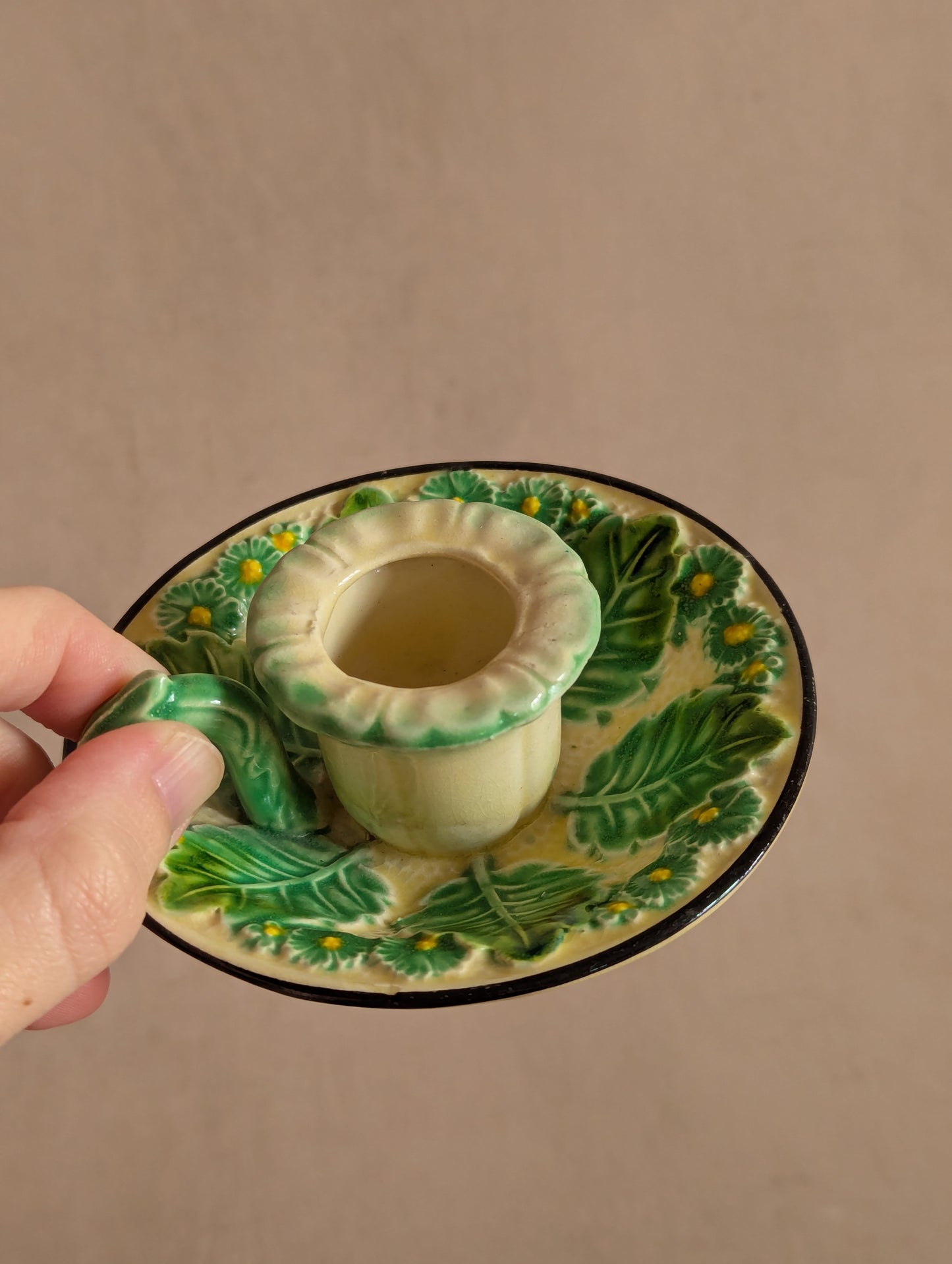 Maruhon Flower & Leaf Japanese Ceramic Candlestick Holder