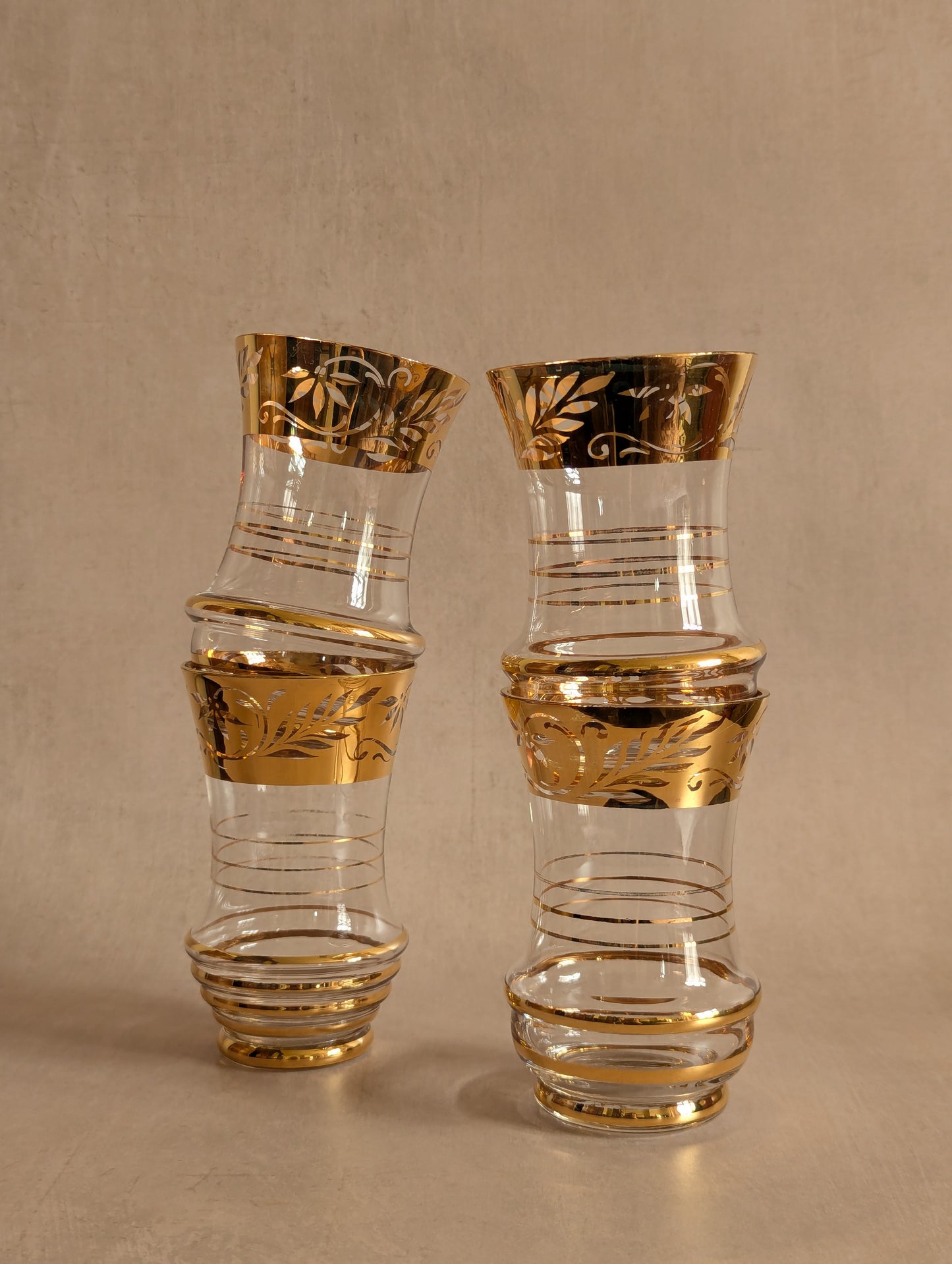 Golden Gilt Mid-Century Jug & Glasses, Set of 5
