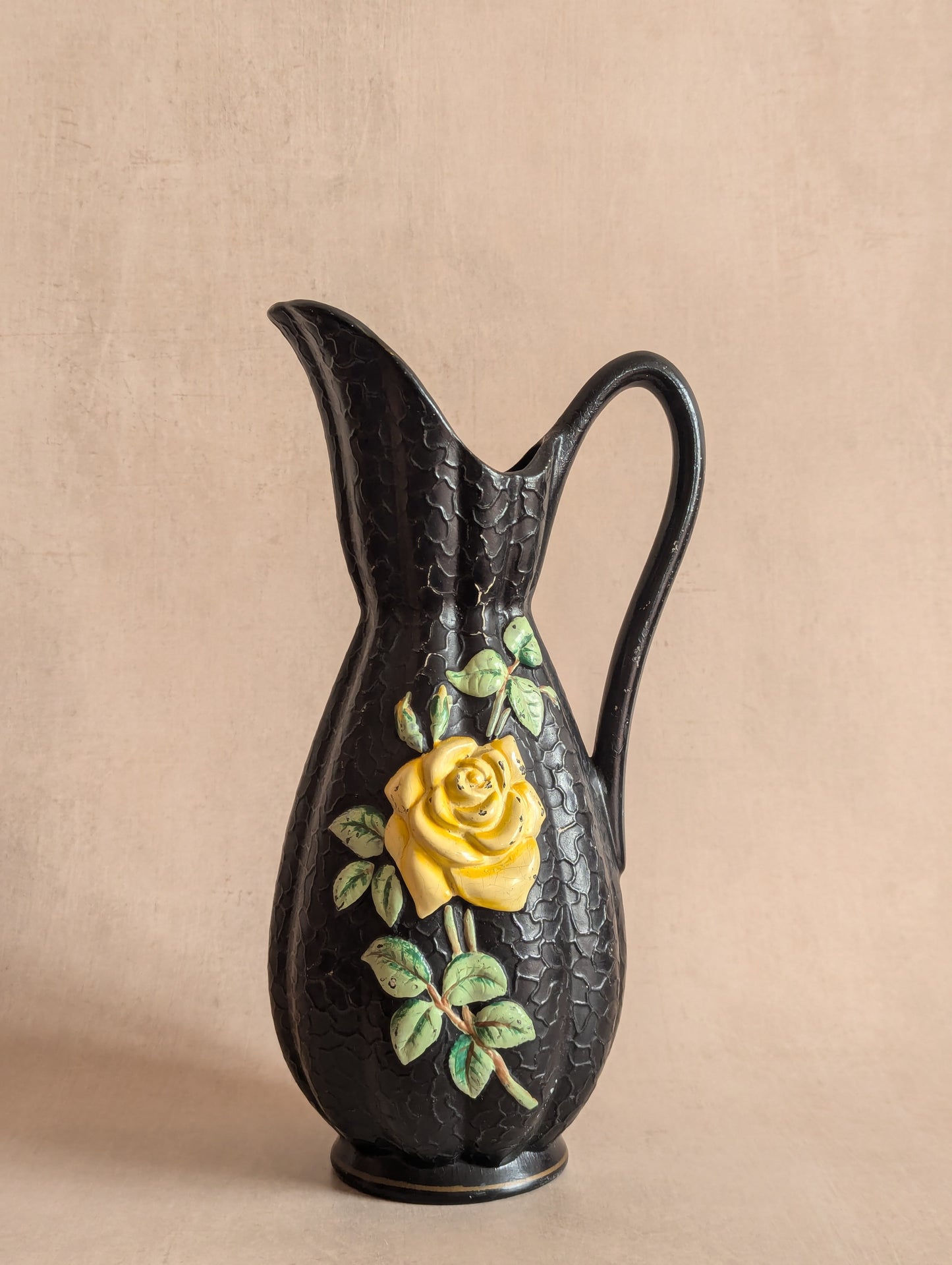 Brentleigh Ware Clermont Rose Black and Yellow Jug Vase