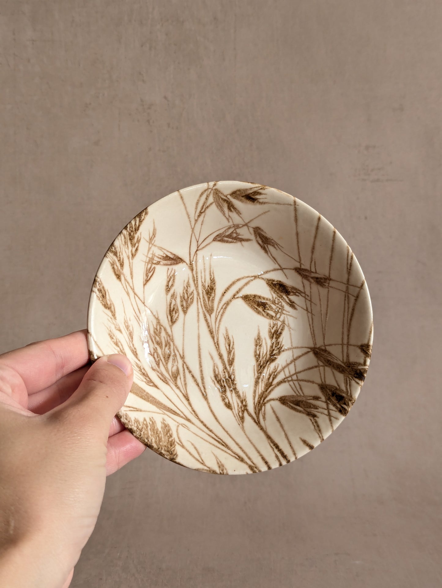 English Ironstone Small Shallow Bowl in Wheat Pattern