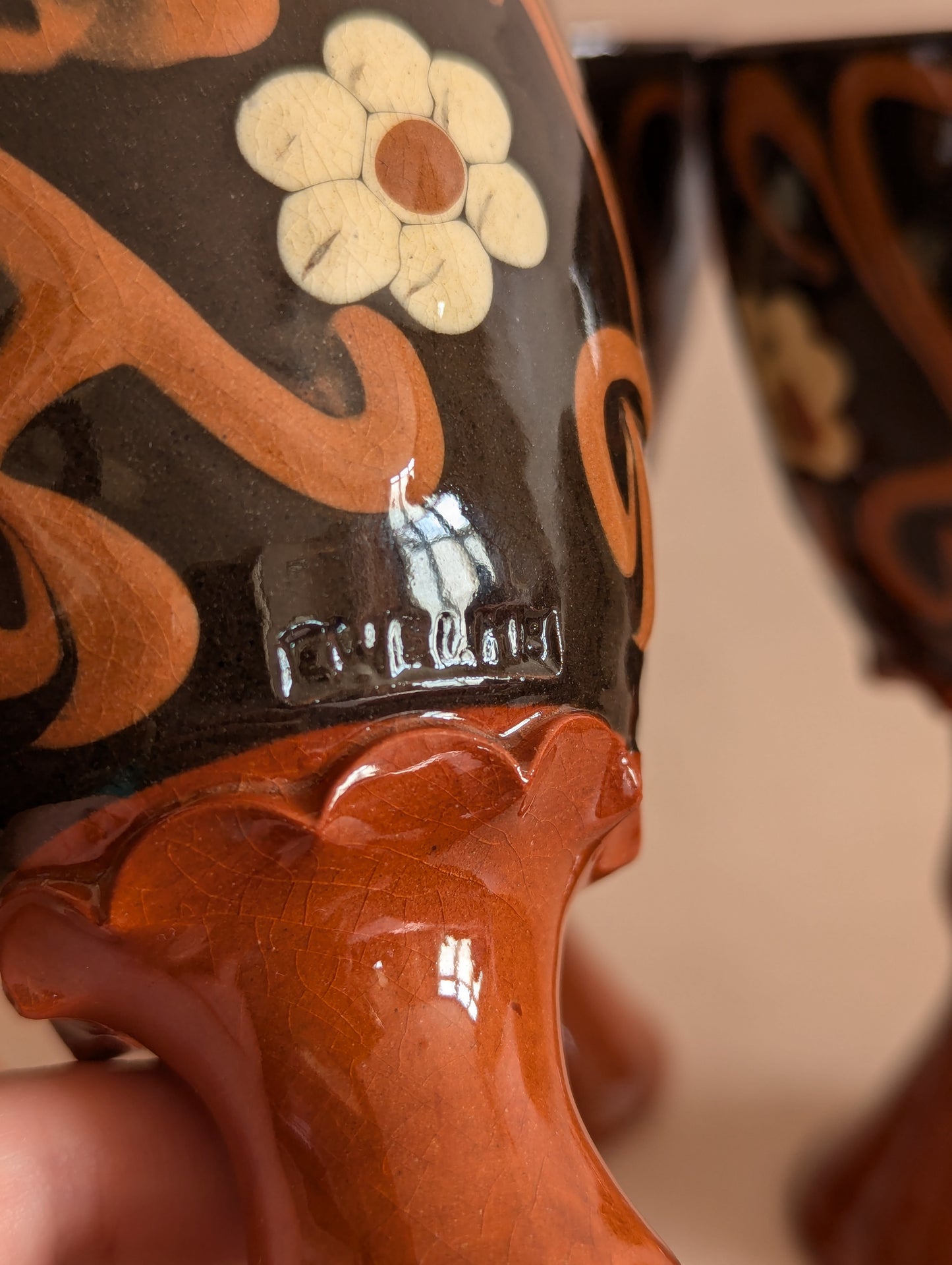 Ewelme Boho Daisy Slipware Goblets - Set of Four