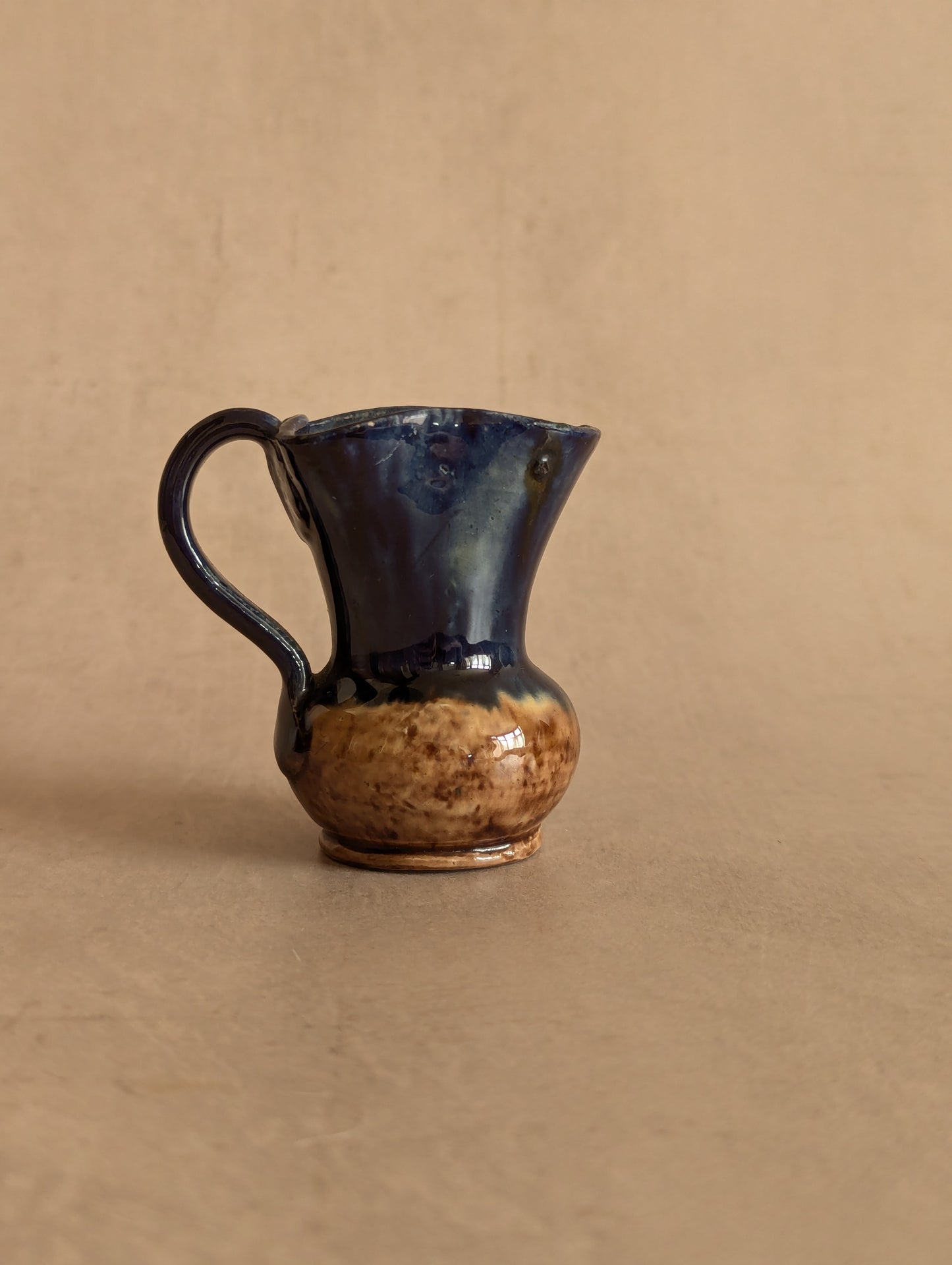 Miniature Ceramic Blue & Brown Studio Pottery Jug, Vintage