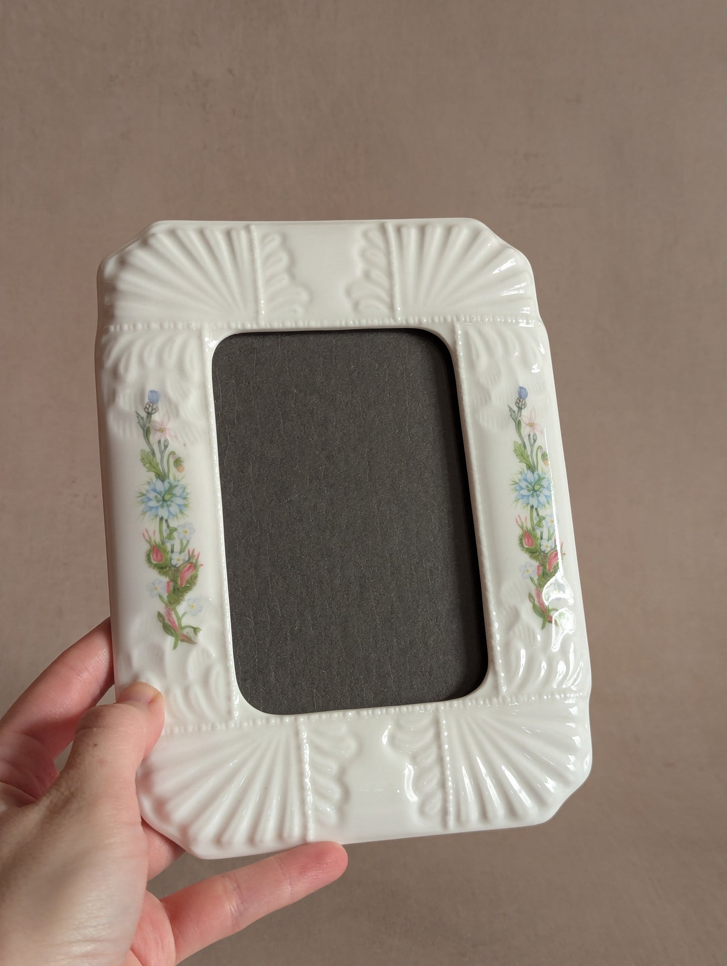 Aynsley Floral White Porcelain Rectangular Frame