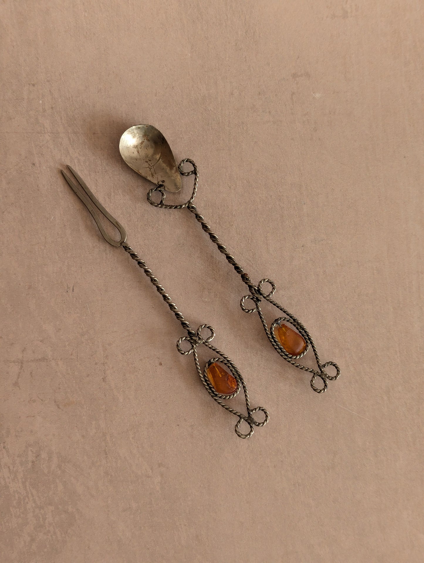 Arts & Crafts Amber Metal Cocktail Utensils