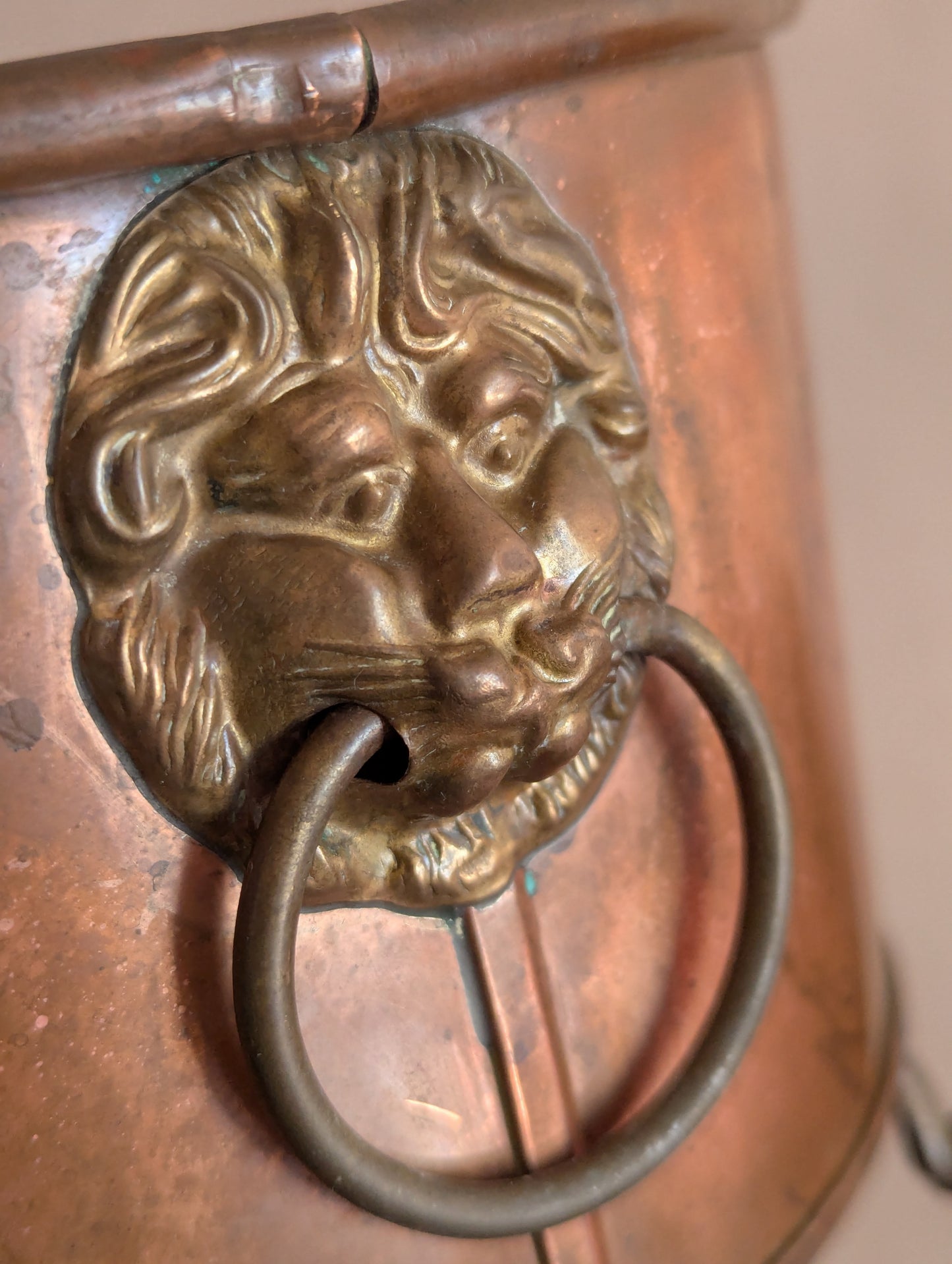 English Copper & Brass Oval Footed Lion Planter