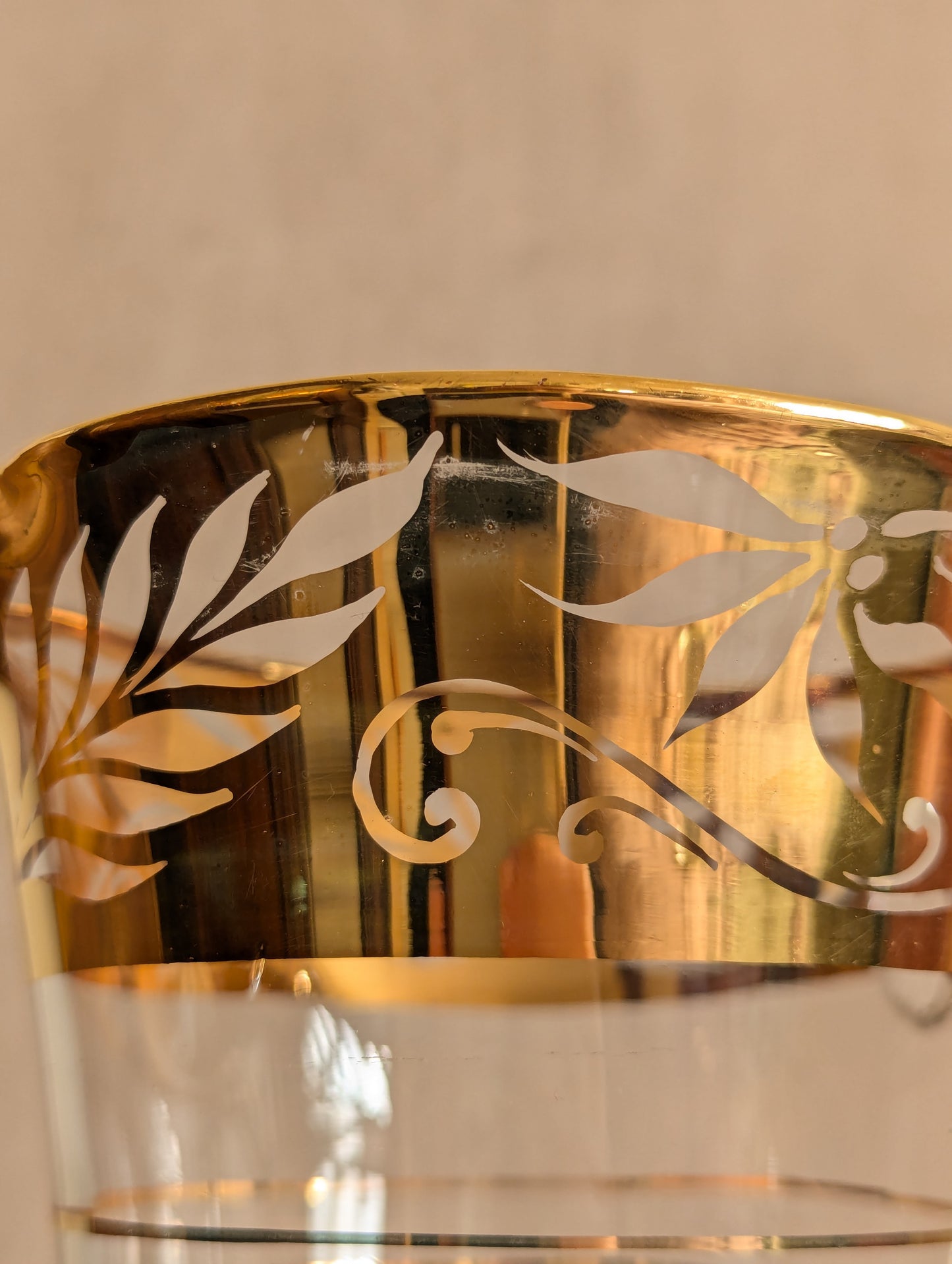 Golden Gilt Mid-Century Jug & Glasses, Set of 5