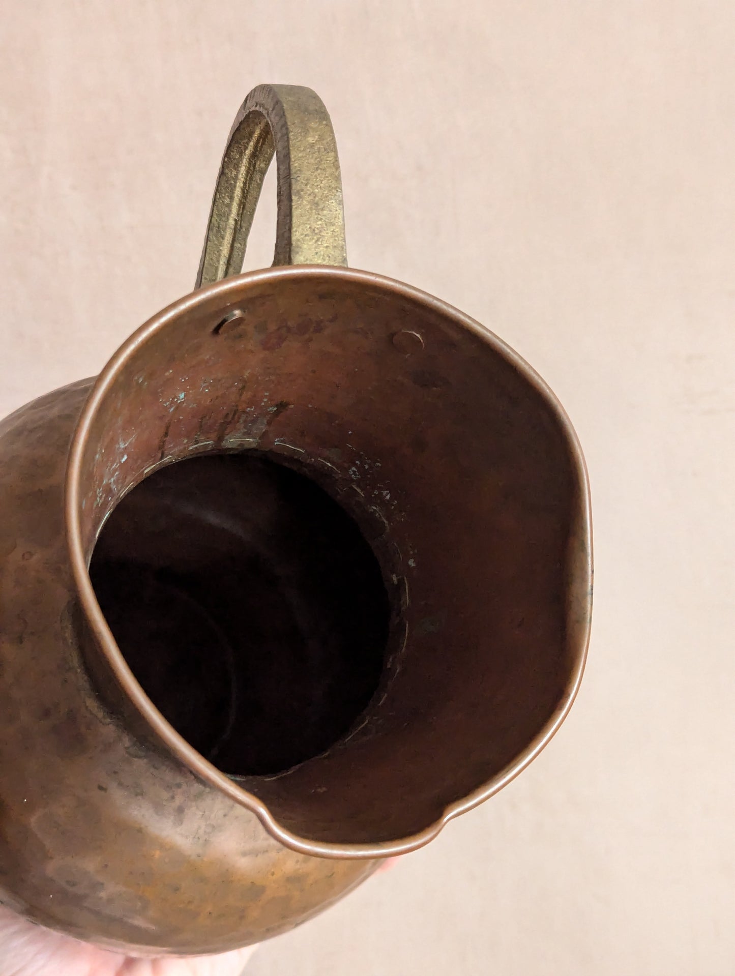 Antique Primitive 19th Century Handled Copper Jug