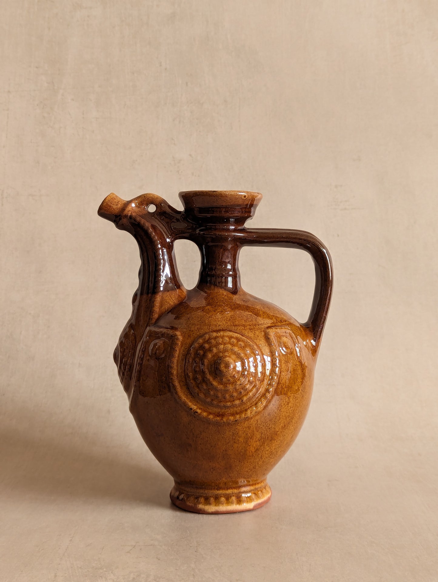 Brown Ceramic Flagon Jug, Vintage c. Mid-Century