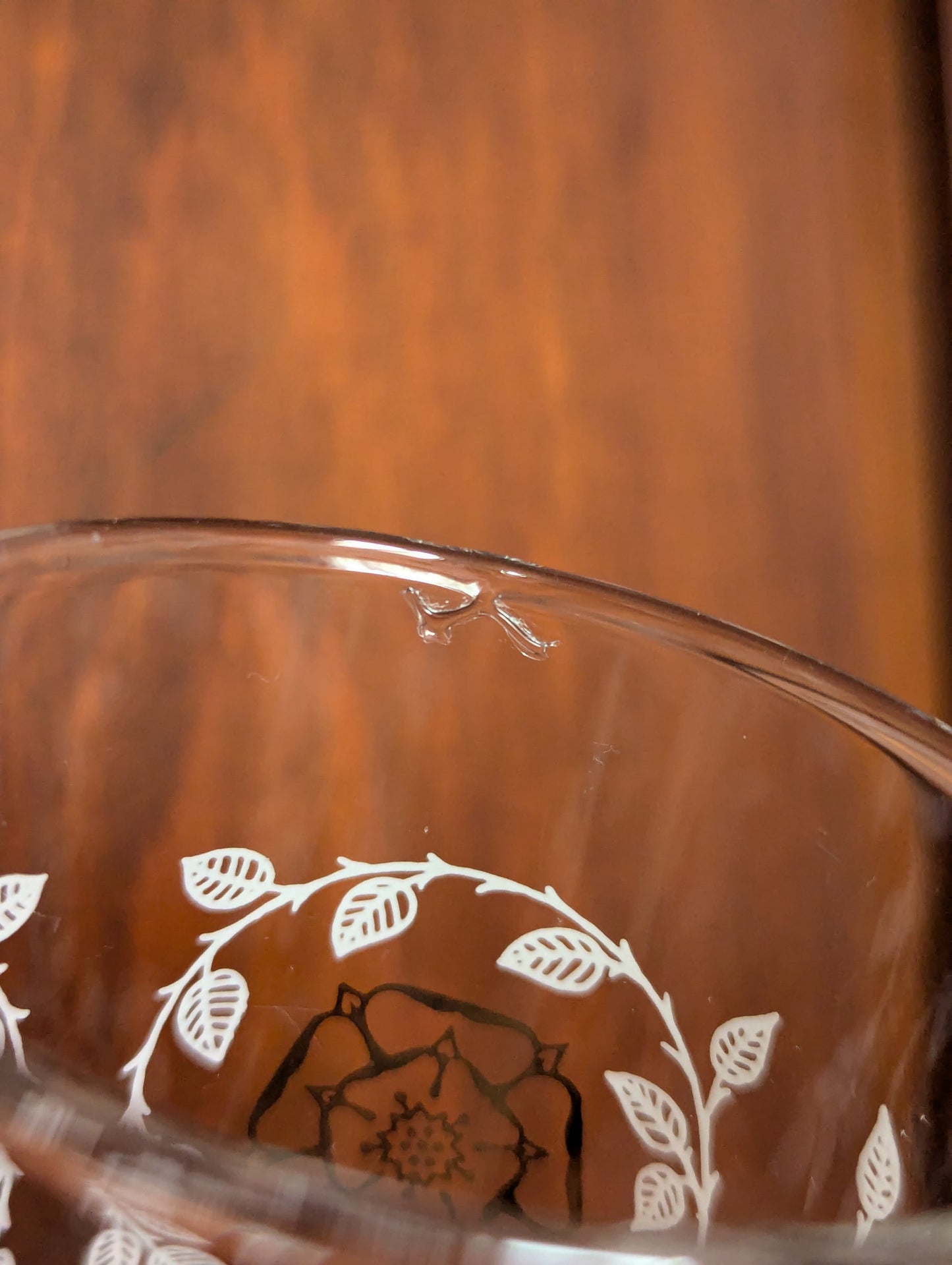 Gold & White Floral Mid-Century Glass Tumblers, Set of Three