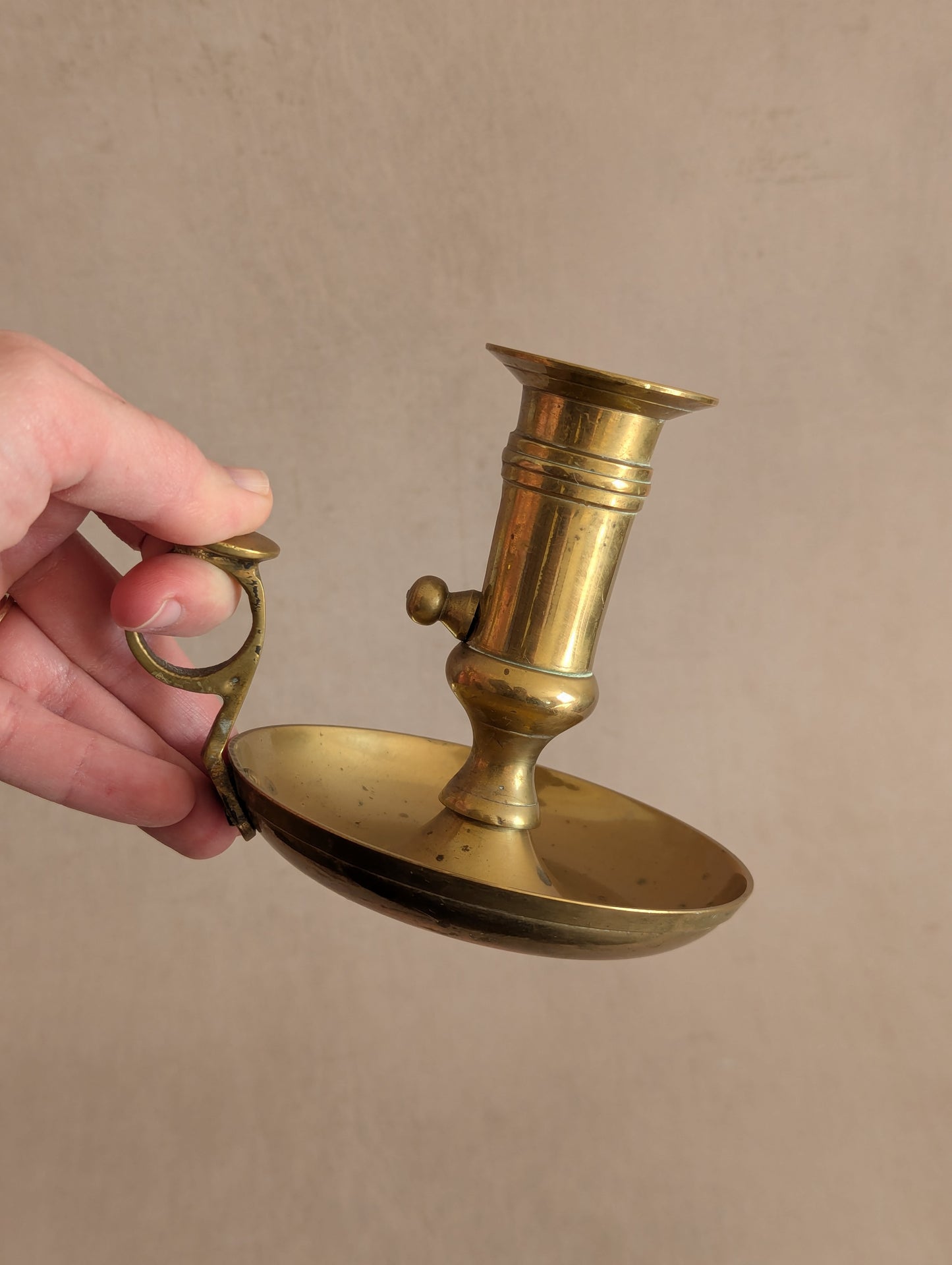 Solid Brass Push Up Ejector Chamberstick Candle Holder
