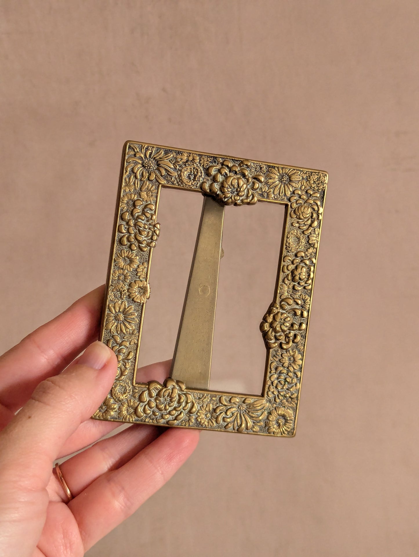 Small Solid Brass Floral Tabletop Frames, Set of Two