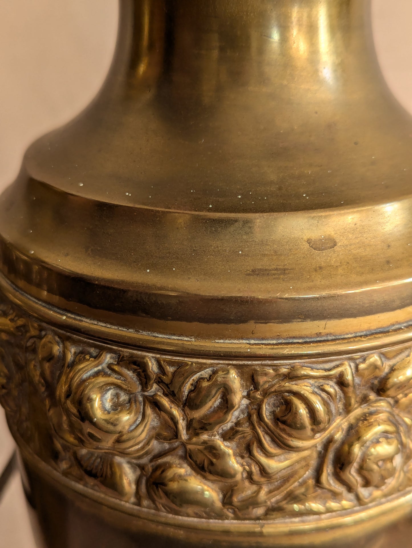 Art Deco Solid Brass Floral Urn Vases - Set of Two