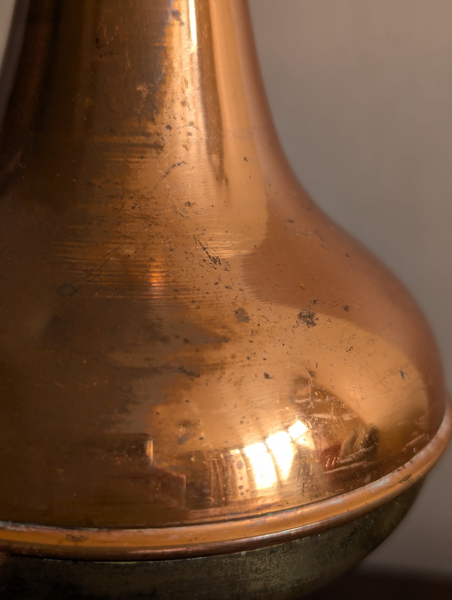 Copper & Brass Belly Vase, Vintage c. Mid-Century