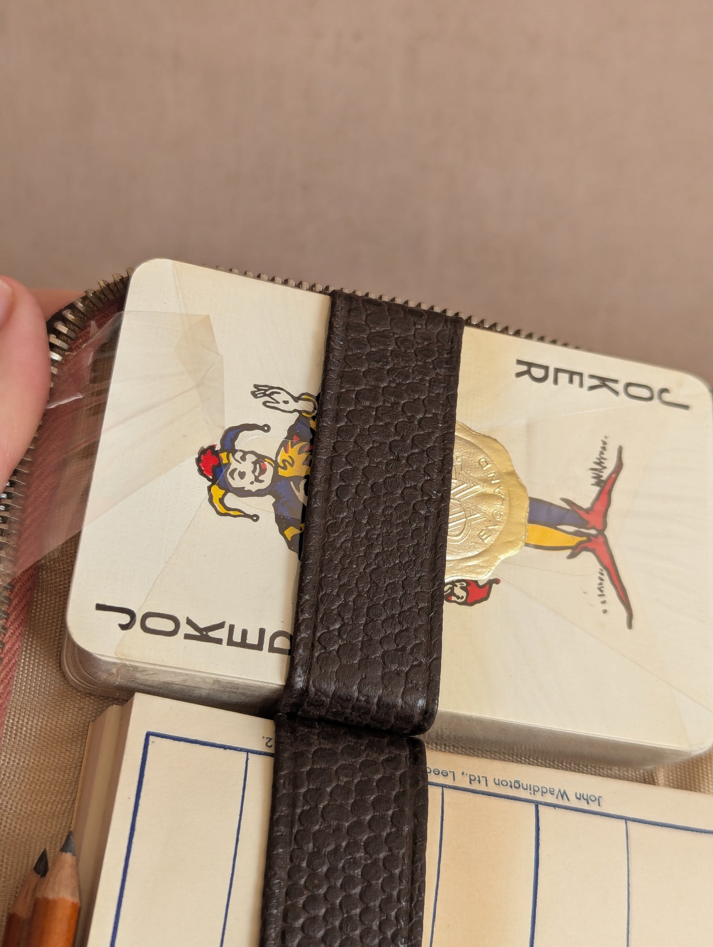 John Waddington Playing Cards in Zipper Case, Brand New