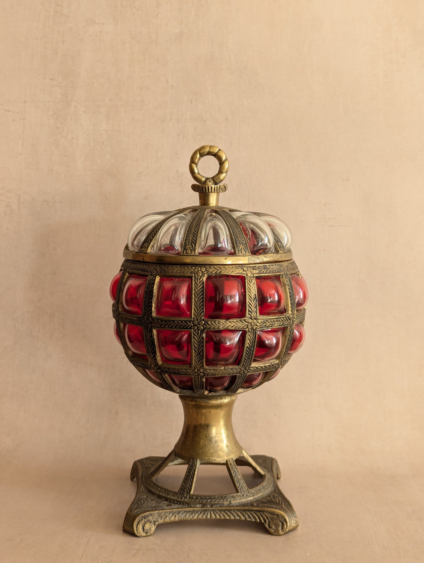 Ruby & Brass Caged Bubble Glass Globe Jar