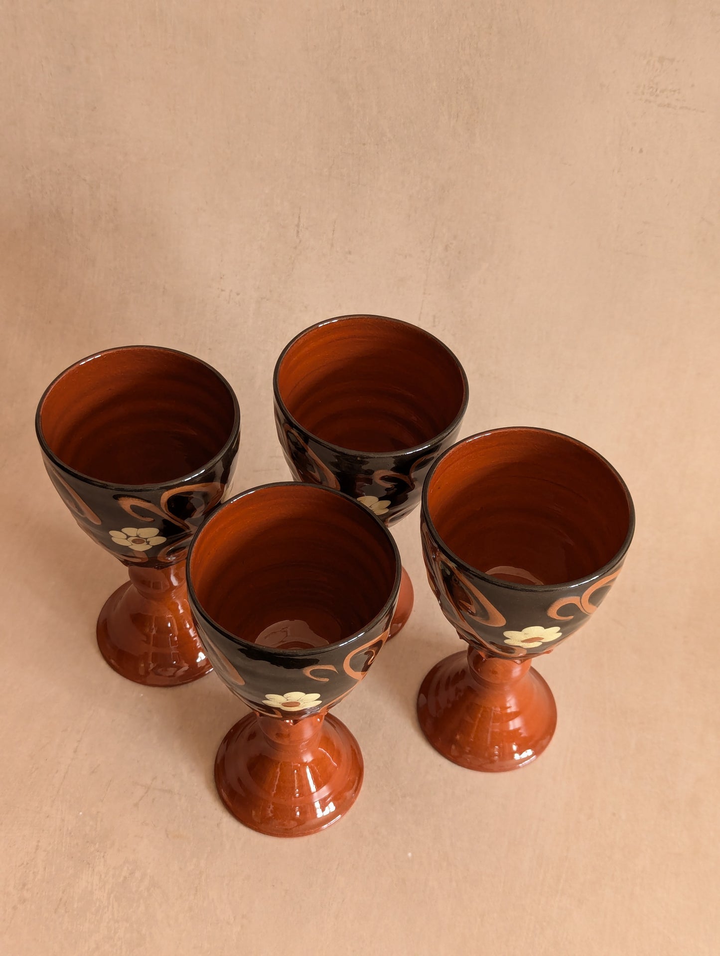 Ewelme Boho Daisy Slipware Goblets - Set of Four