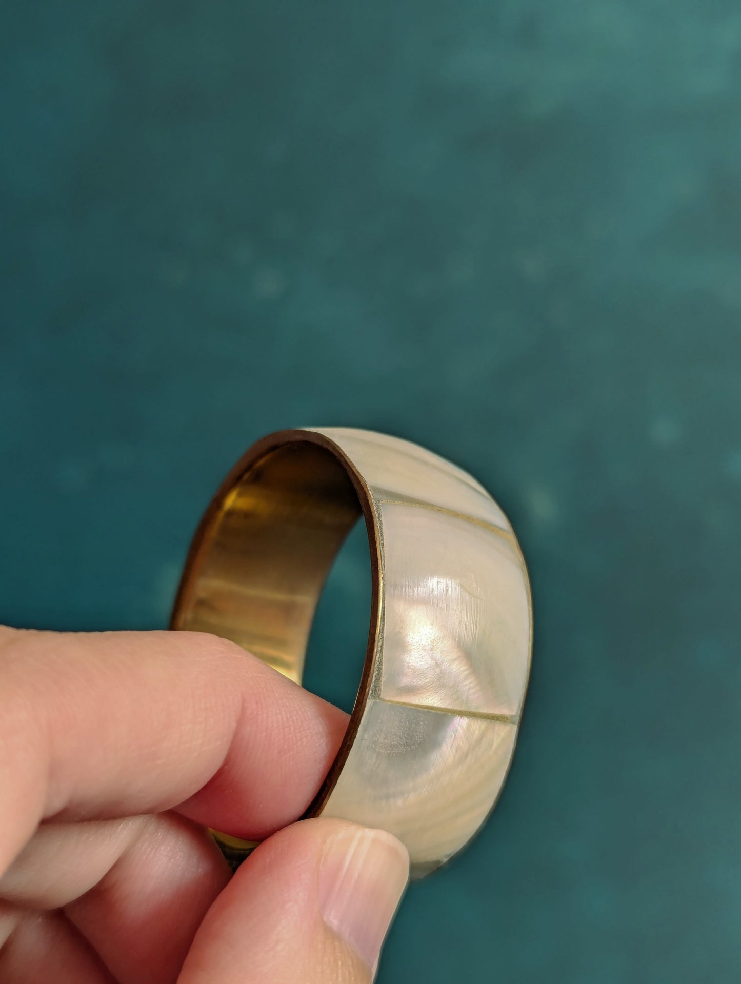 Solid Brass Mother Of Pearl Napkin Rings, Set of 6