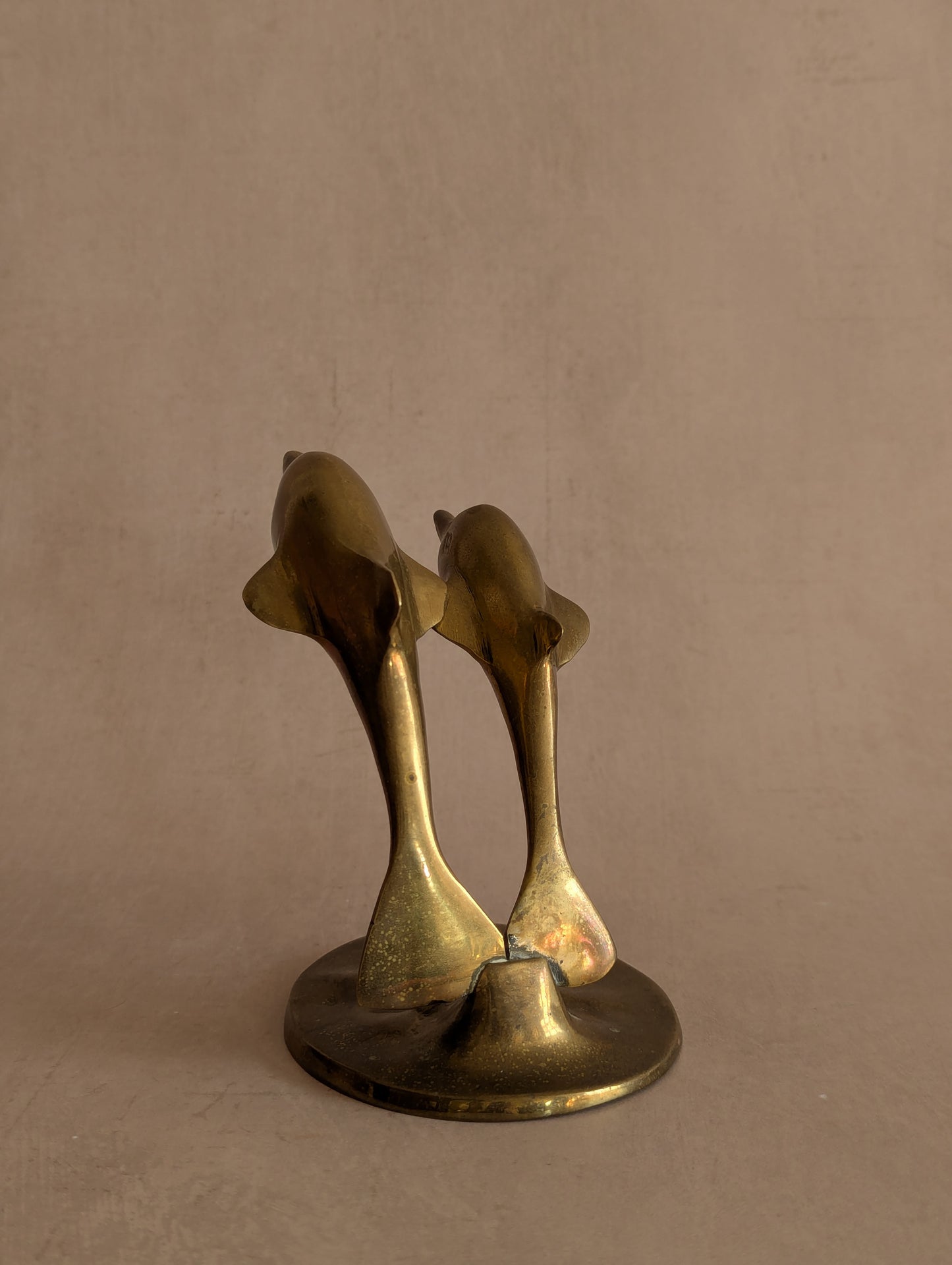 Solid Brass Double Jumping Dolphins Figurine