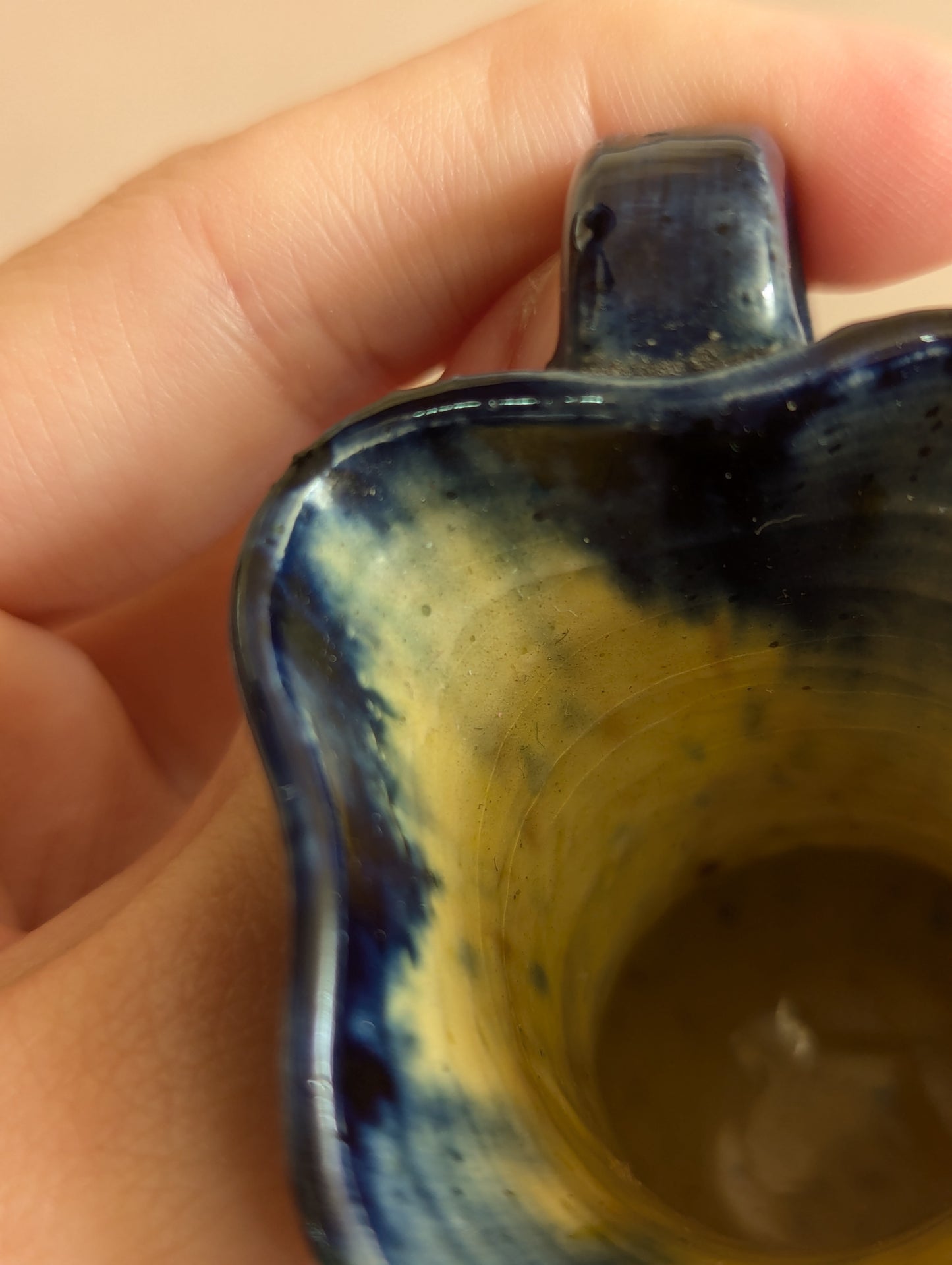 Miniature Ceramic Blue & Brown Studio Pottery Jug, Vintage