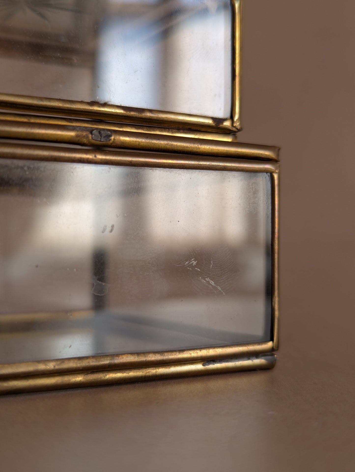 Glass & Brass Nesting Trinket Boxes, Set of Four