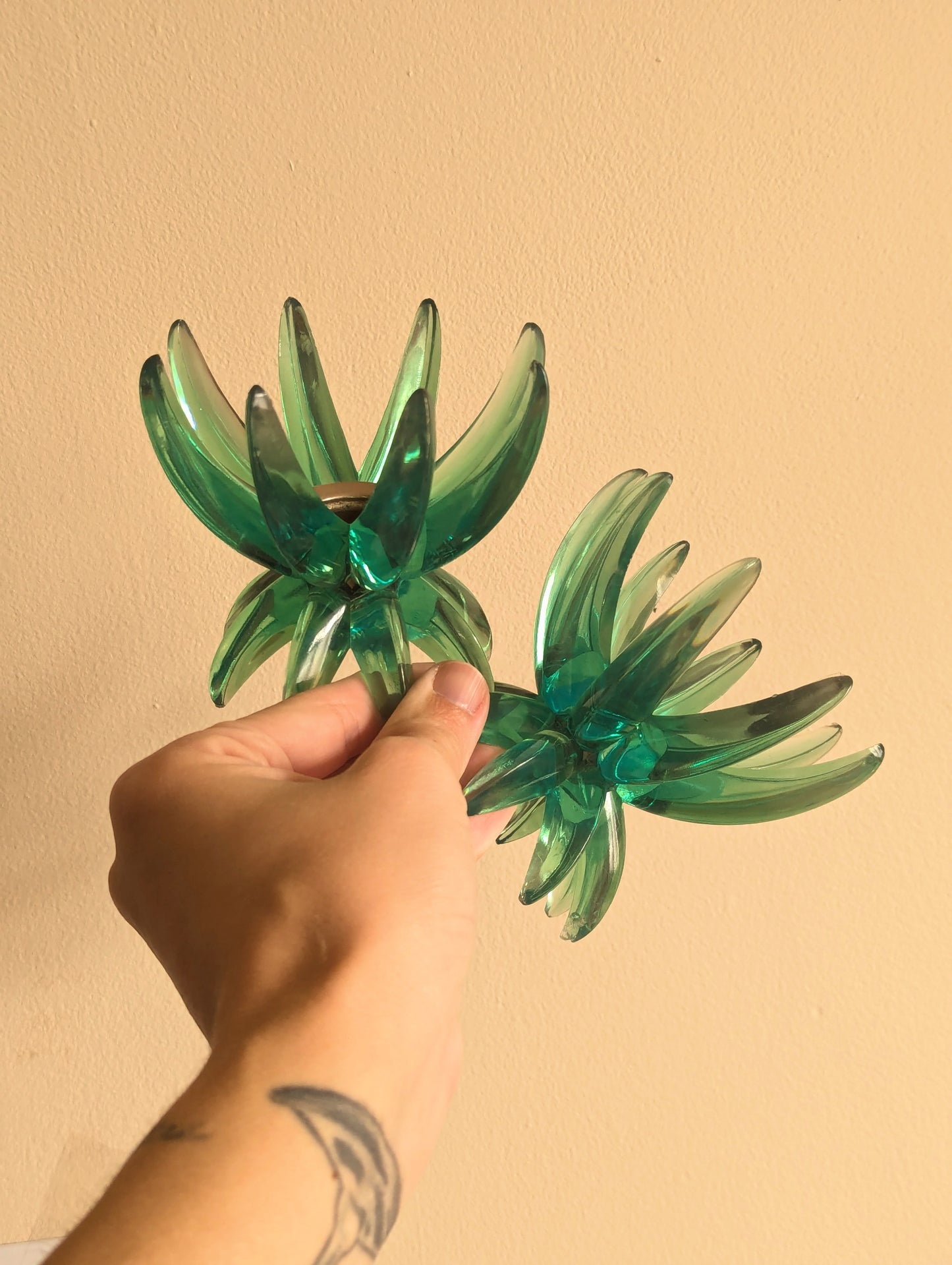 Friedel Ges Gesch Mid-Century 1960s Lucite Candle Holders