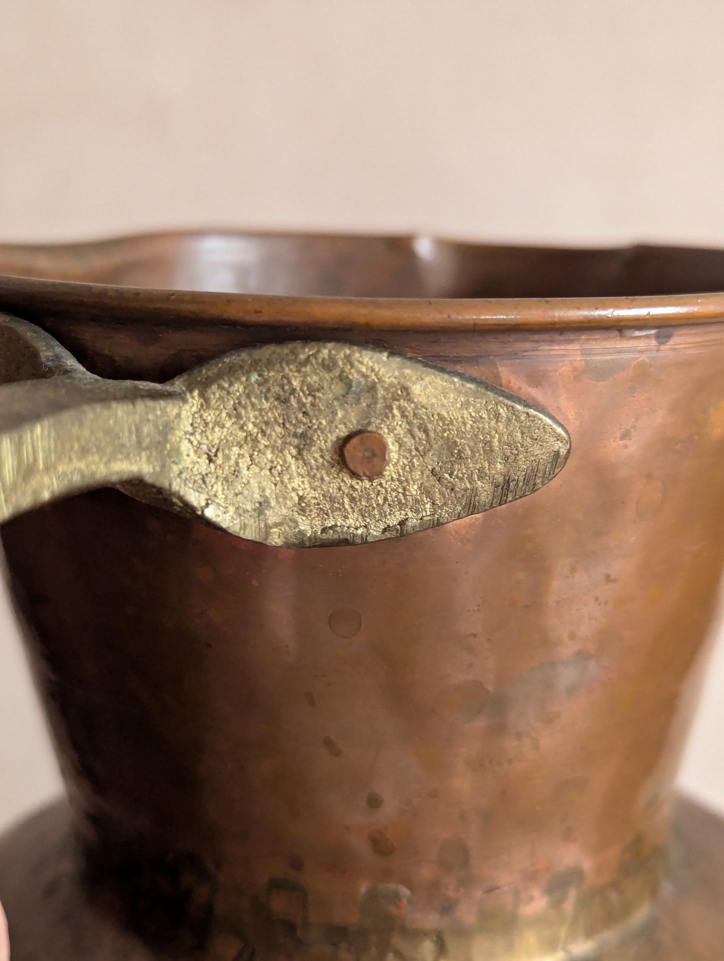 Antique Primitive 19th Century Handled Copper Jug