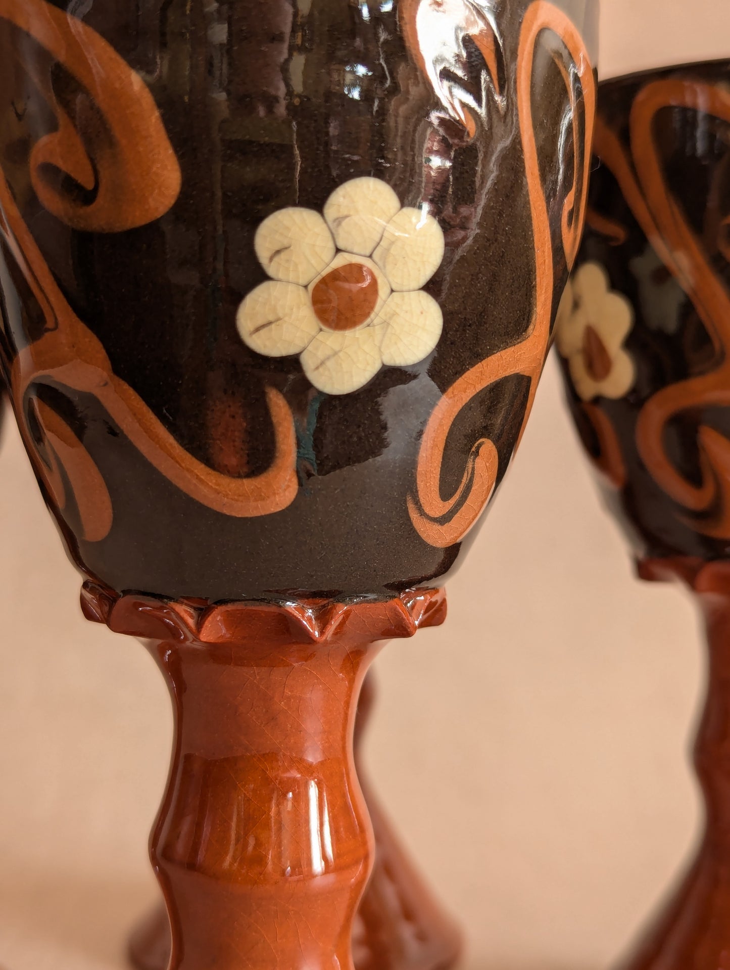 Ewelme Boho Daisy Slipware Goblets - Set of Four