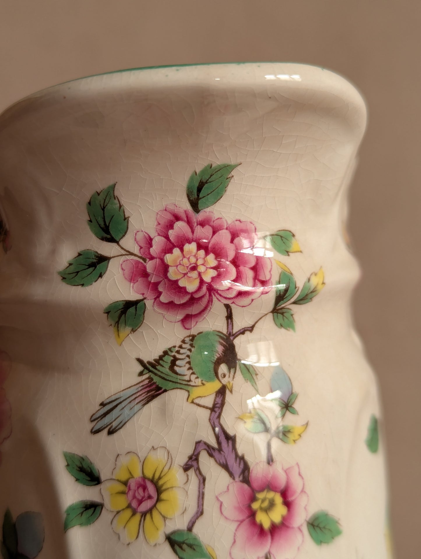 Chinese Rose Ceramic Pitcher, James Kent Old Foley