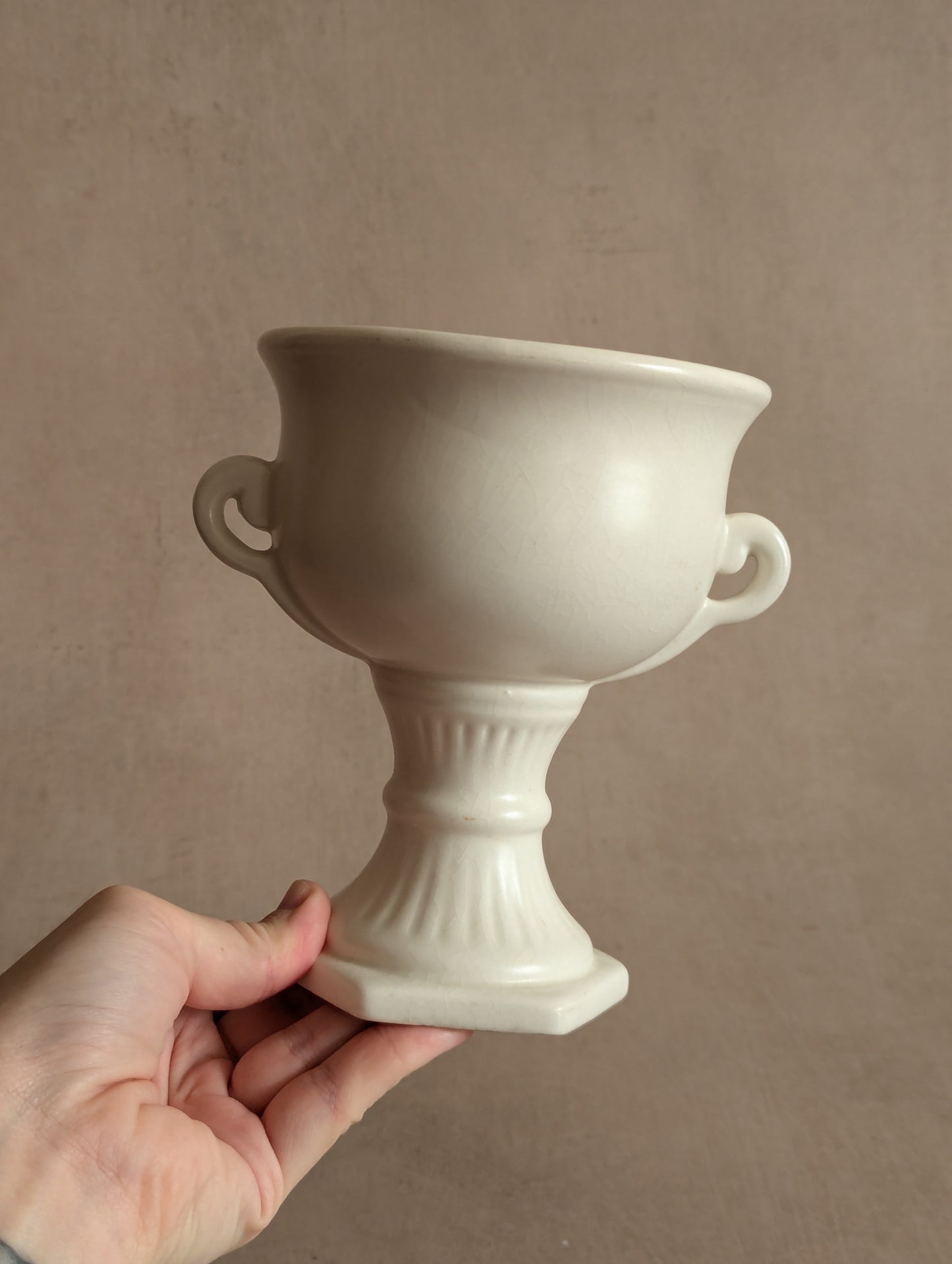 Ceramic White Twin Handled Trophy Vase